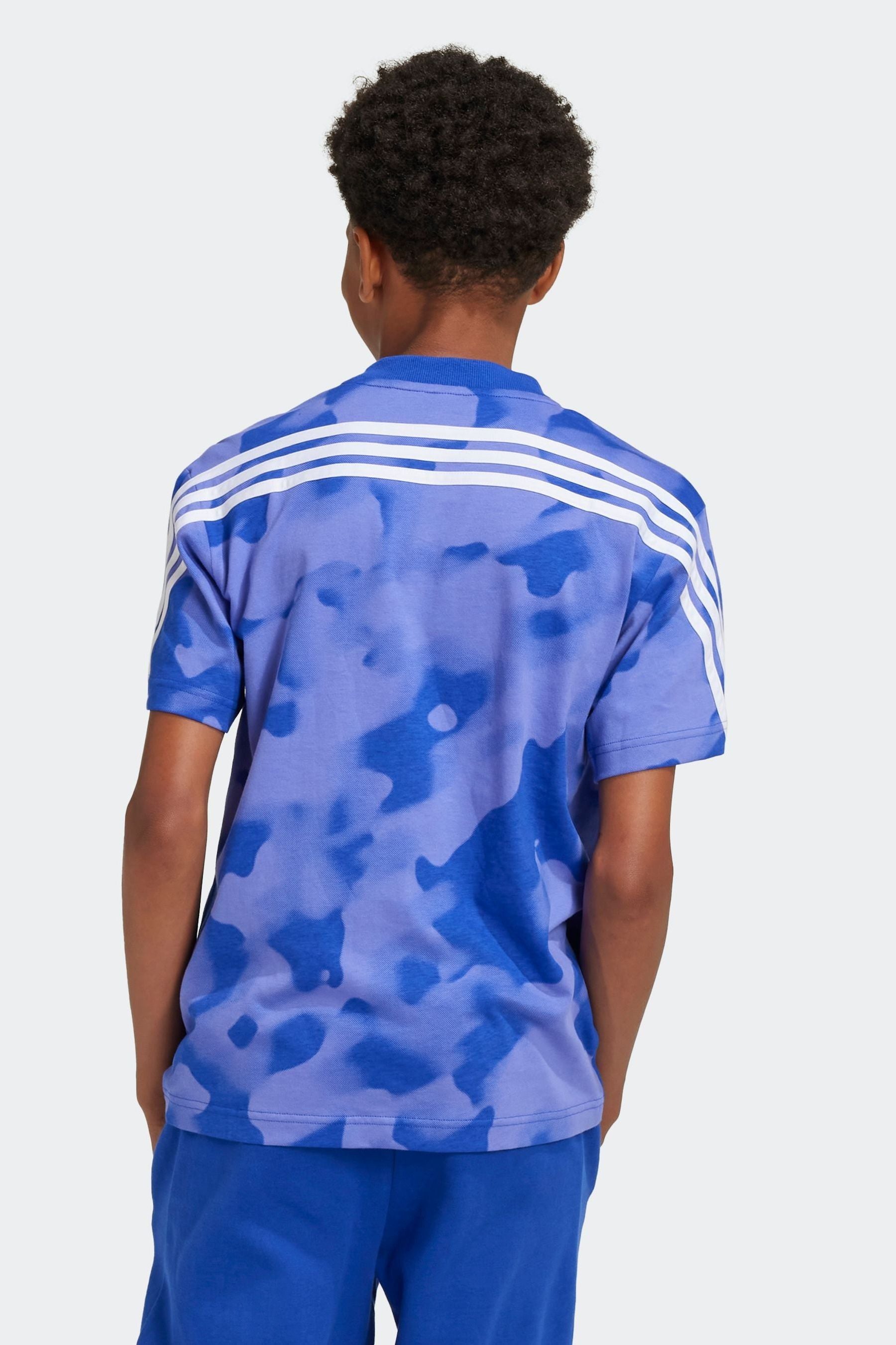 adidas Blue 100% Cotton Future Icons Camo Printed T-Shirt