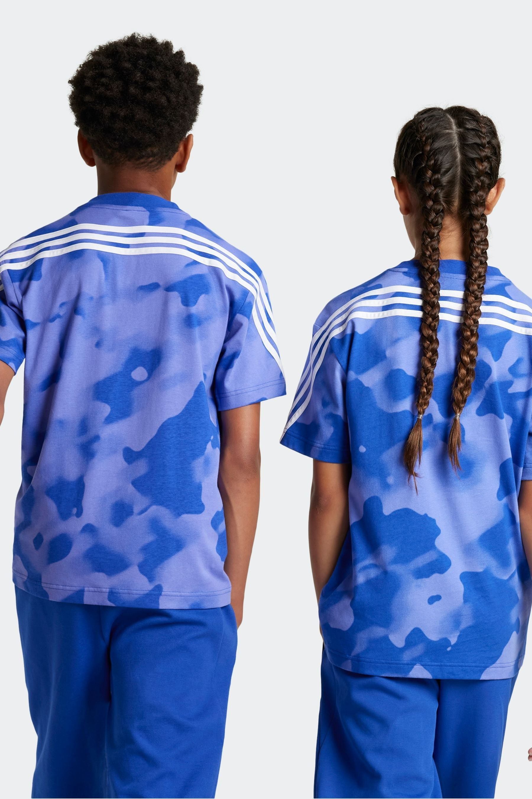 adidas Blue 100% Cotton Future Icons Camo Printed T-Shirt