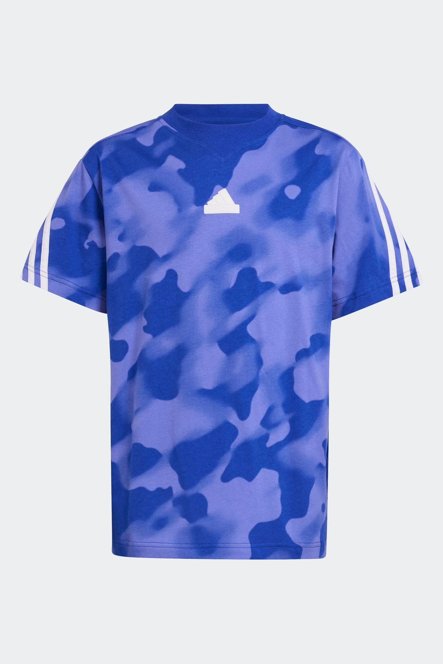 adidas Blue 100% Cotton Future Icons Camo Printed T-Shirt