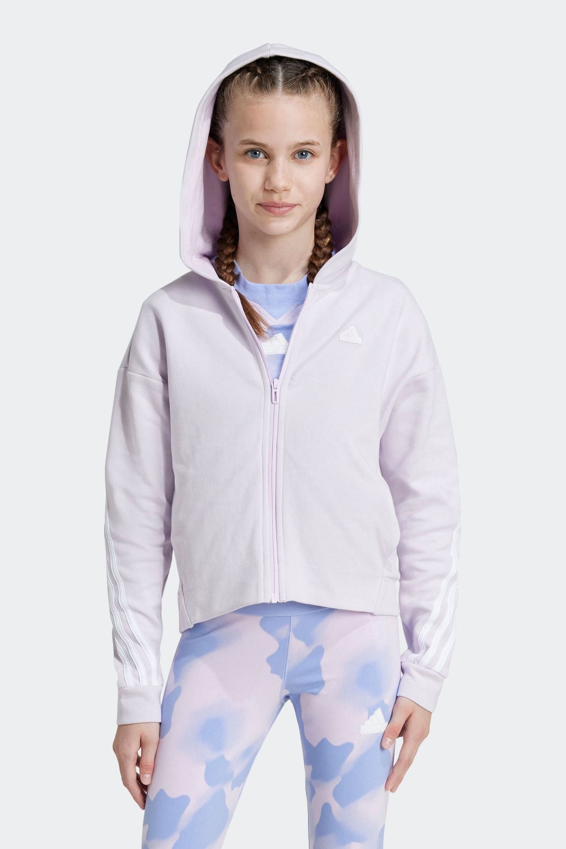 adidas Purple Future Icons 3-Stripes Full-Zip Hoodie