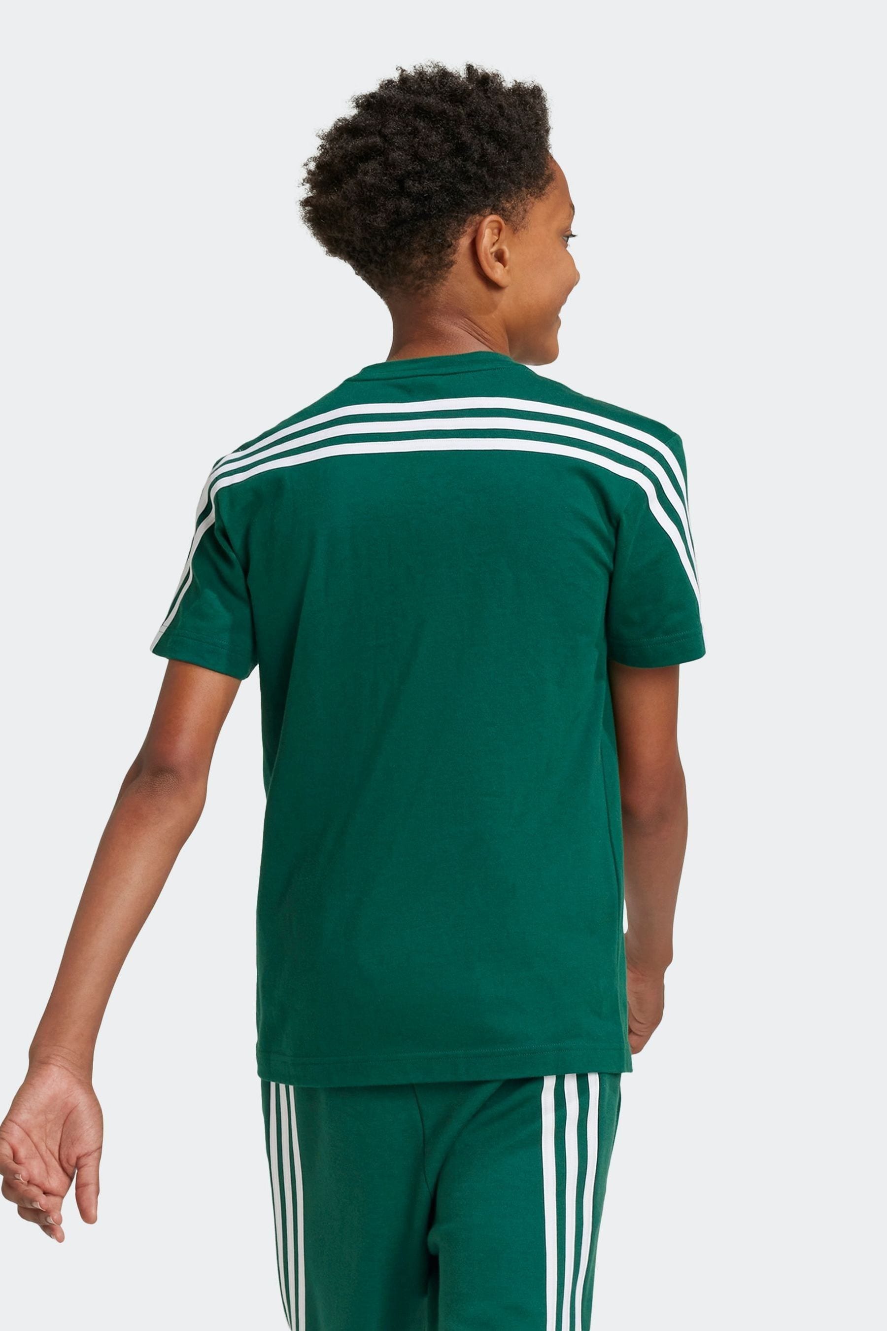 adidas Dark Green 100% Cotton Future Icons 3-Stripes T-Shirt