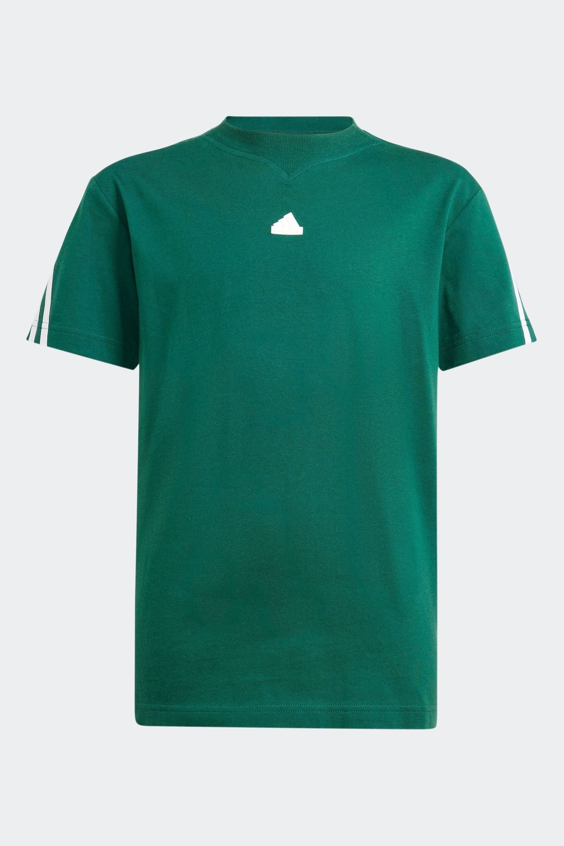 adidas Dark Green 100% Cotton Future Icons 3-Stripes T-Shirt