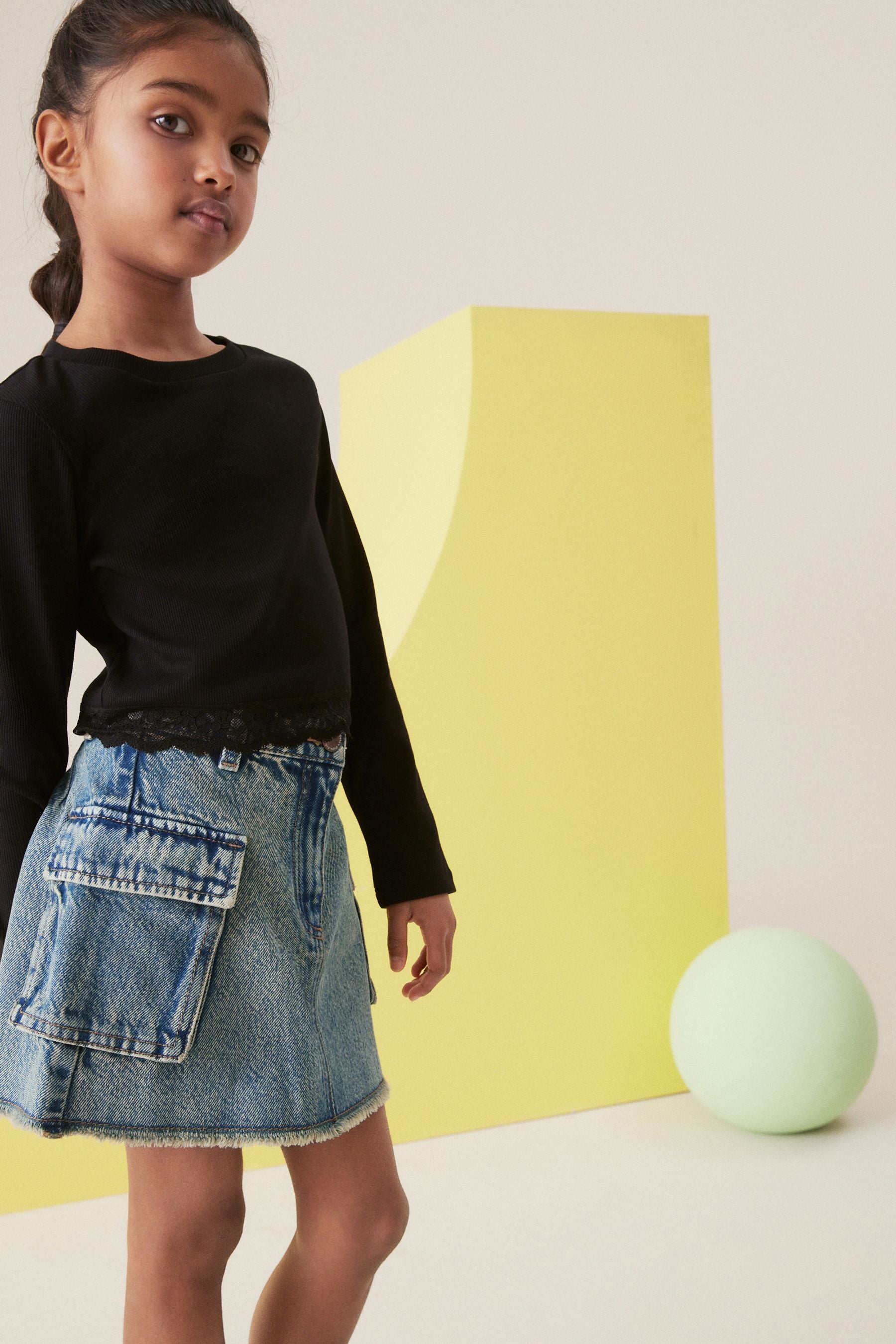 Denim Tint Cargo Skirt (3-16yrs)