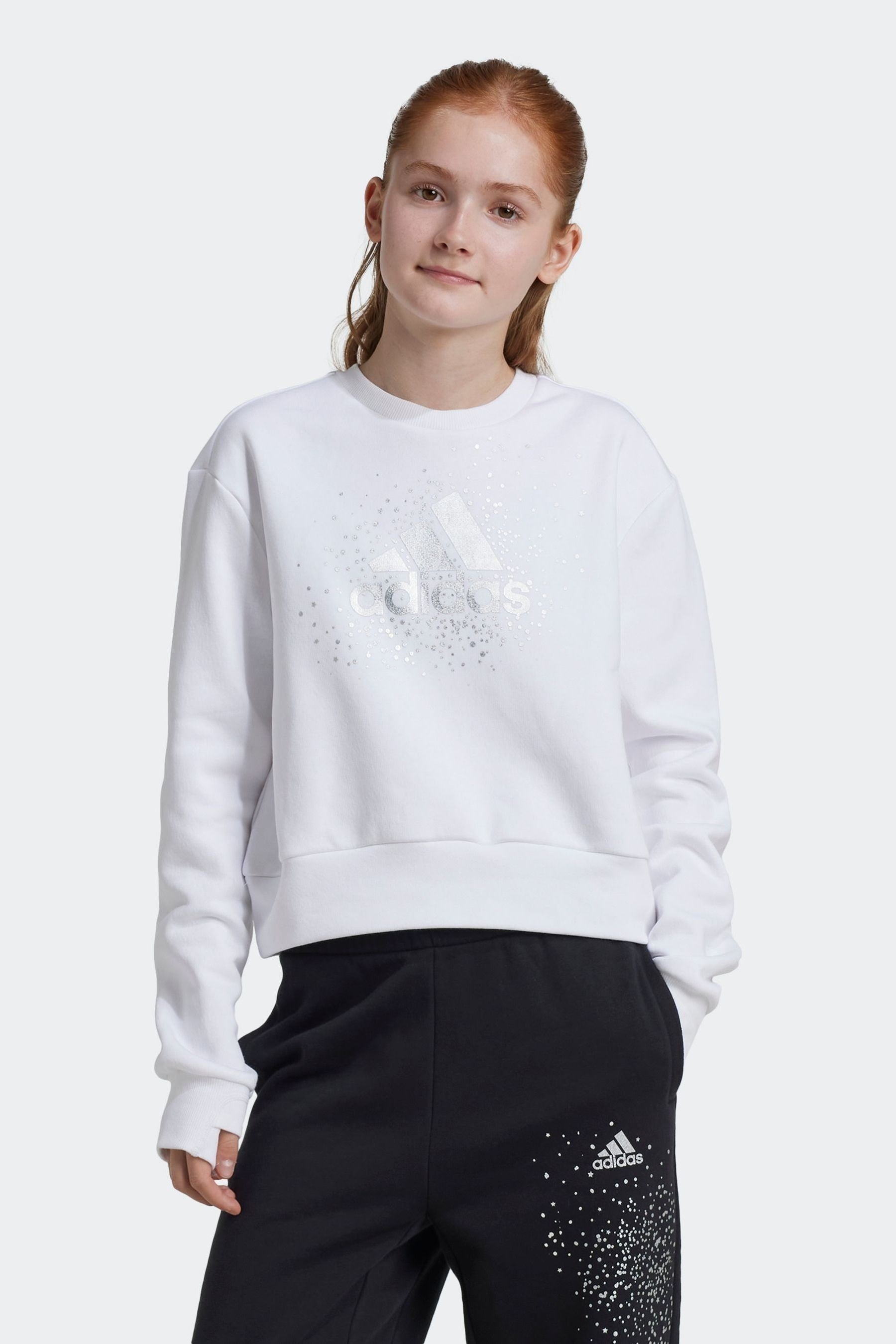 adidas White Crew Sweatshirt