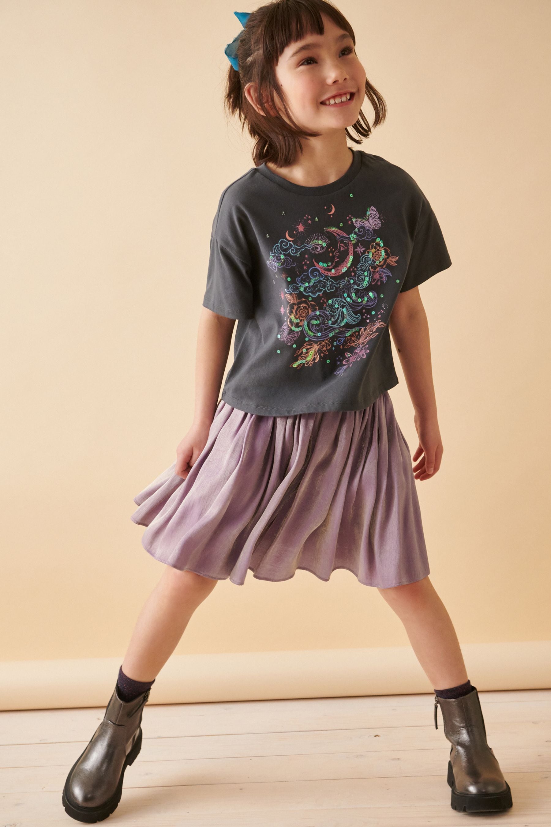 Lilac Purple Metallic Skirt (3-16yrs)