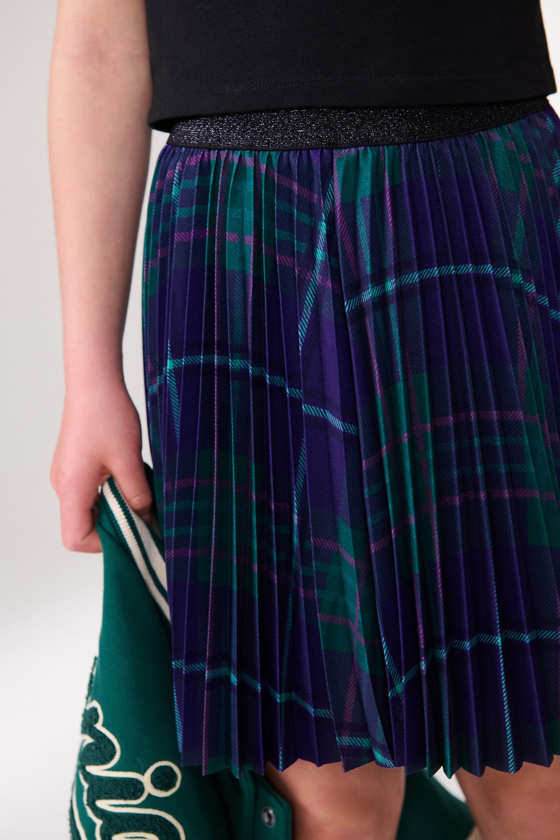 Purple Pleated Check Skirt (3-16yrs)