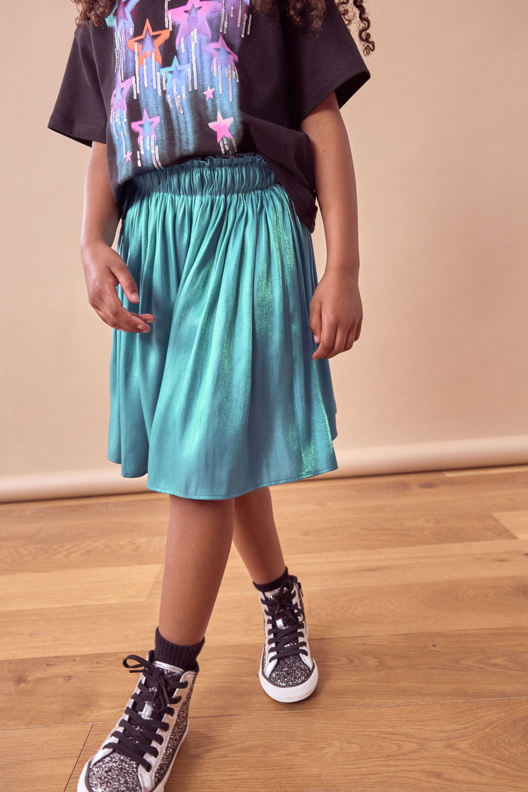 Teal Blue Metallic Skirt (3-16yrs)