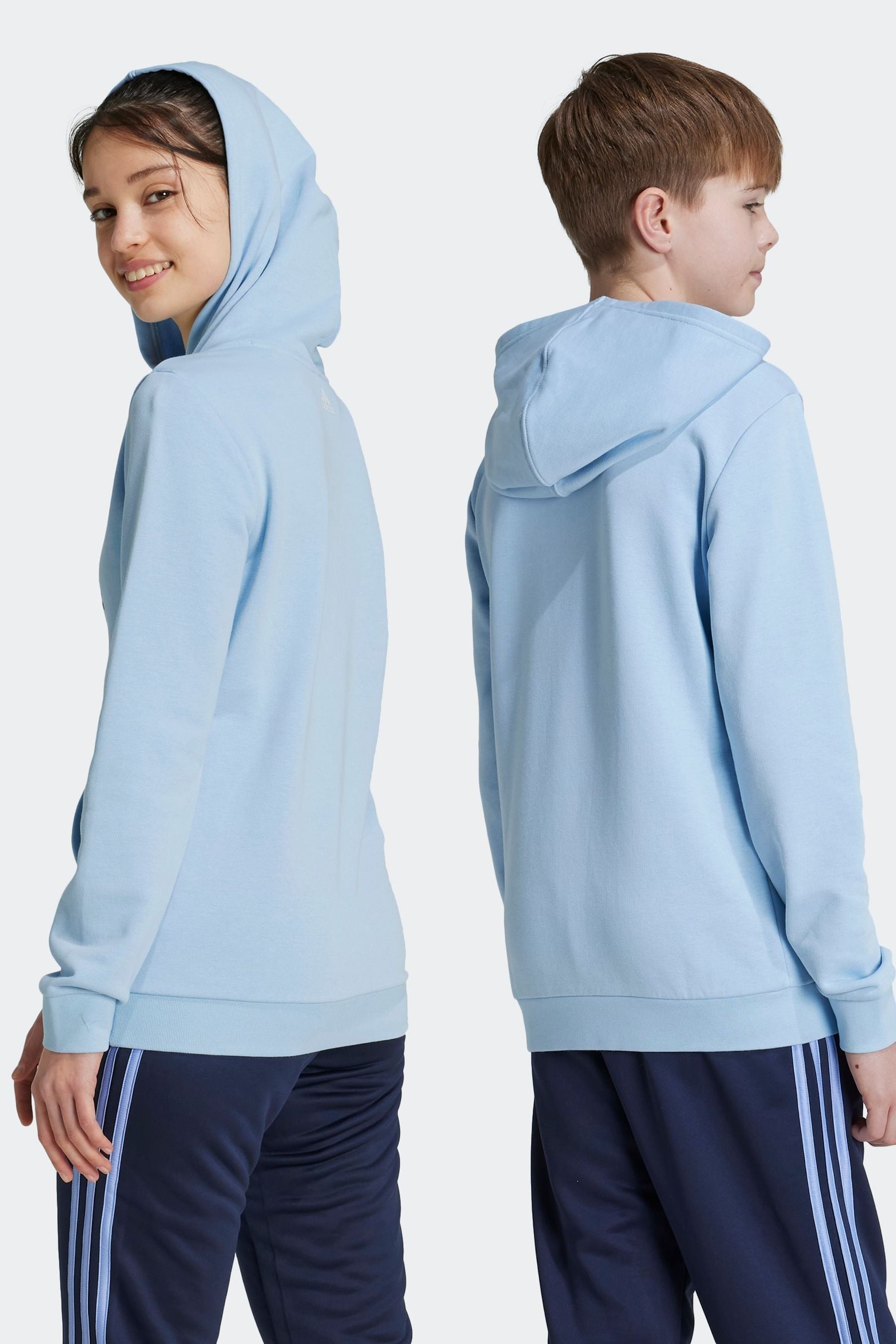 adidas Blue Sportswear Essentials Two Colored Big Logo Cotton Hoodie