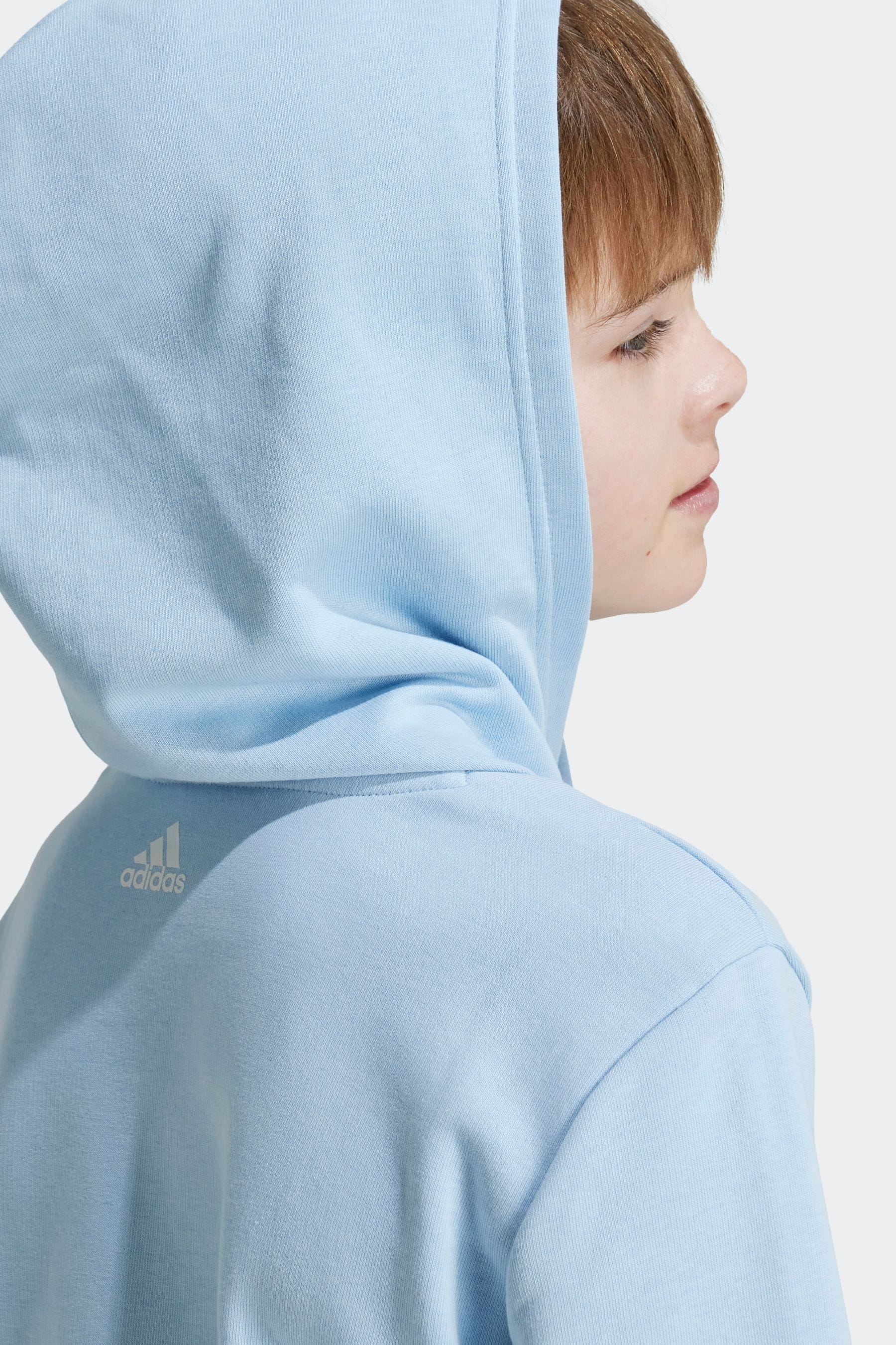 adidas Blue Sportswear Essentials Two Colored Big Logo Cotton Hoodie