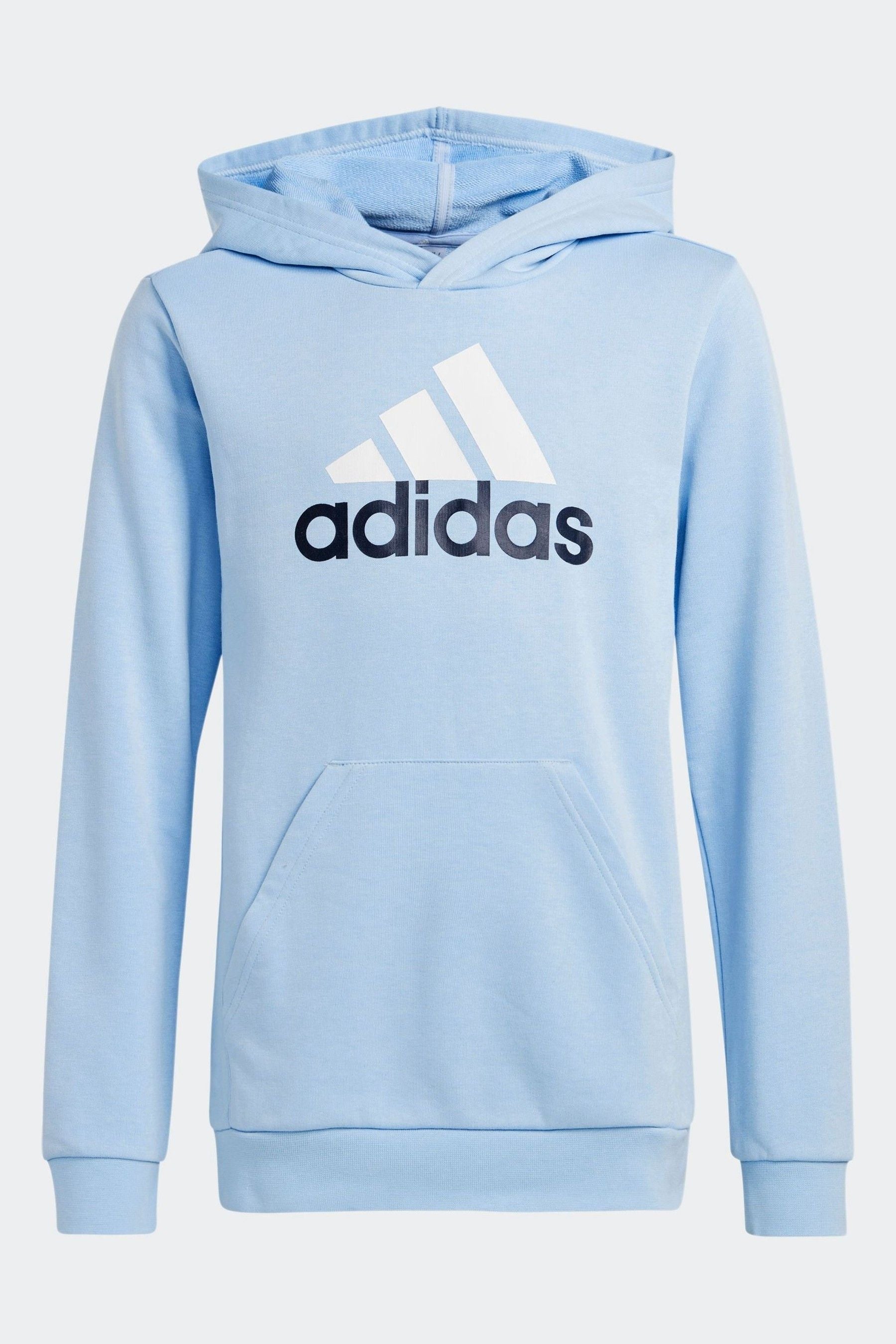 adidas Blue Sportswear Essentials Two Colored Big Logo Cotton Hoodie