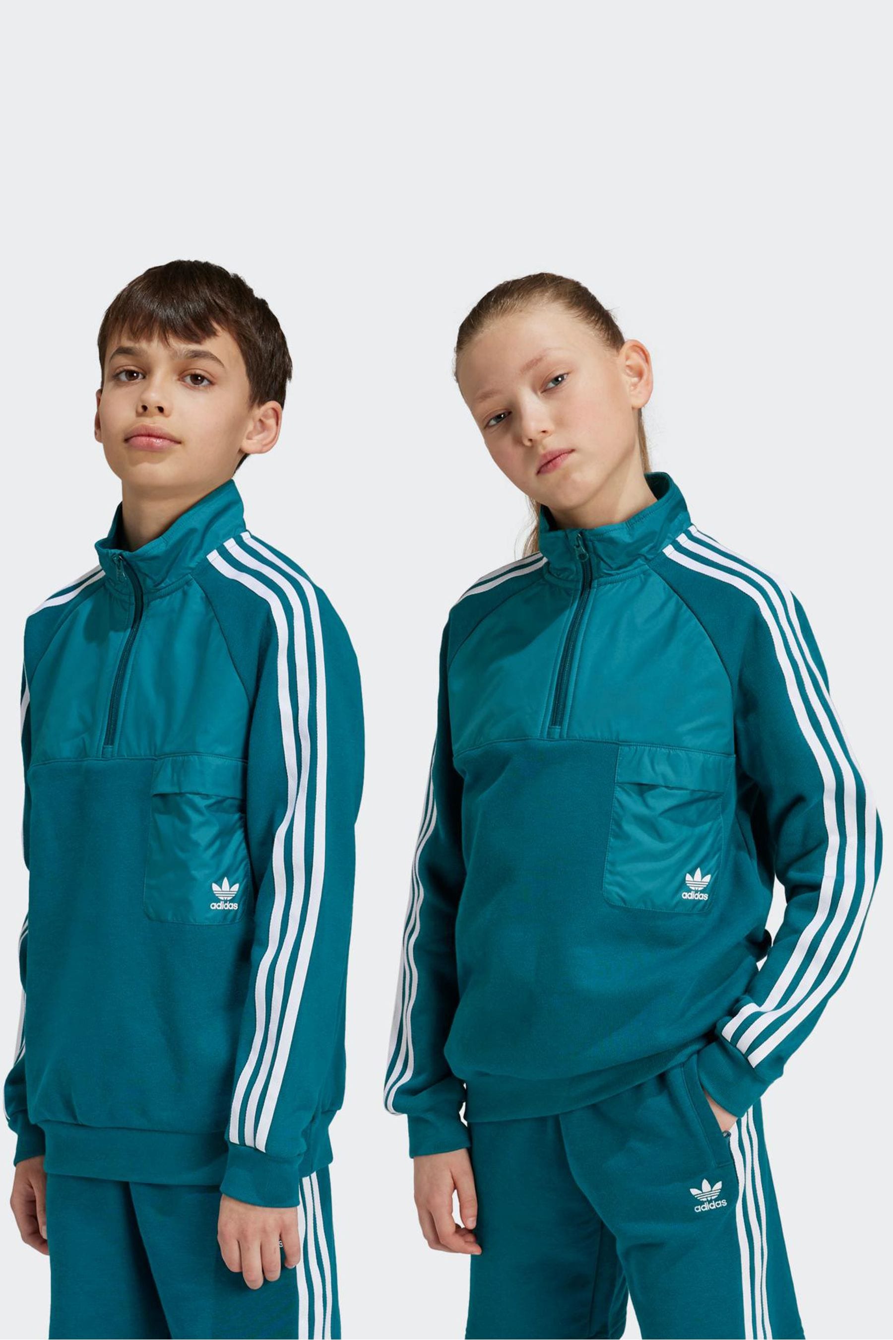 adidas Green Kids Originals Trefoil Crew 100% Cotton Sweatshirt