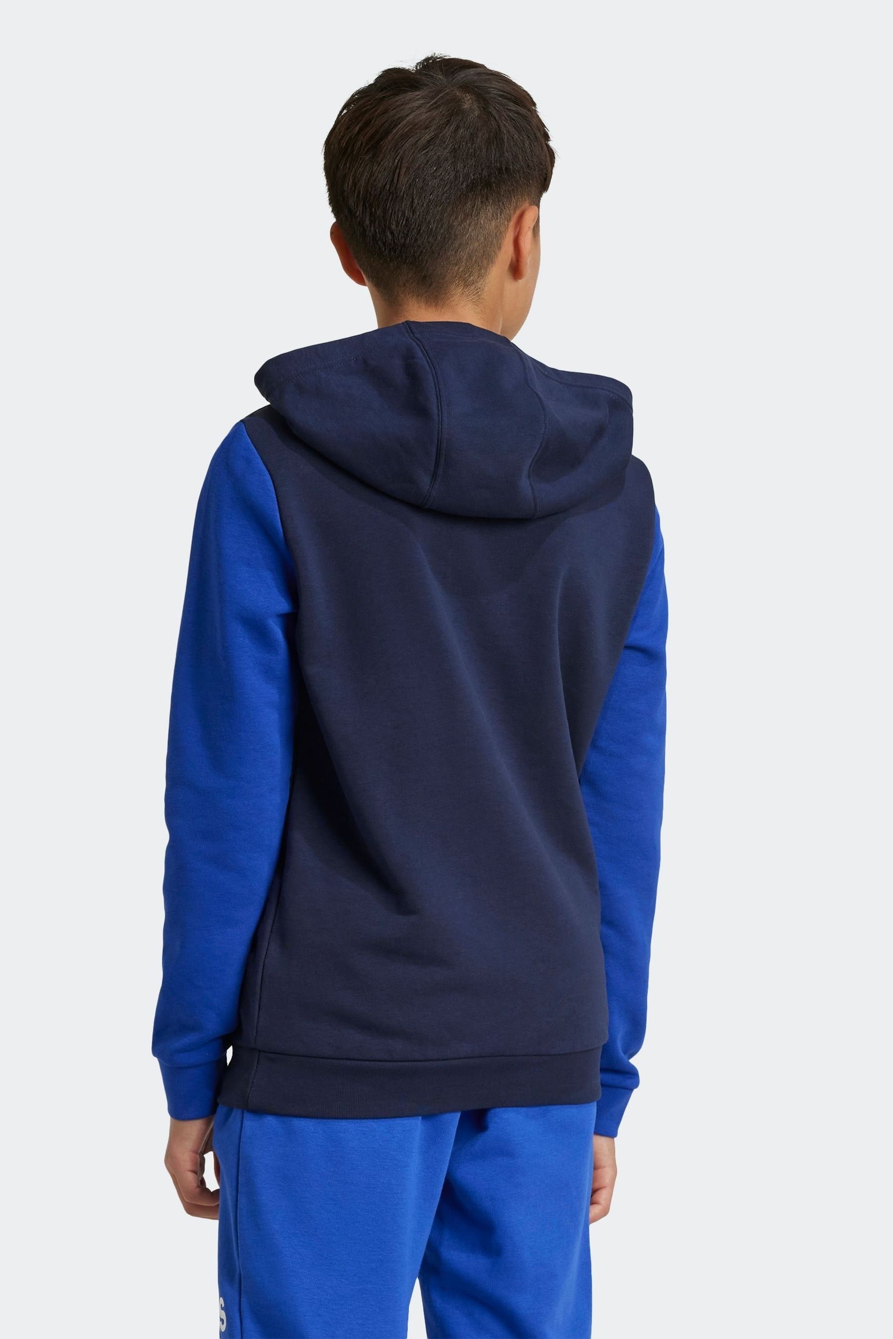 adidas Blue Essentials Big Logo Colourblock Hoodie Kids