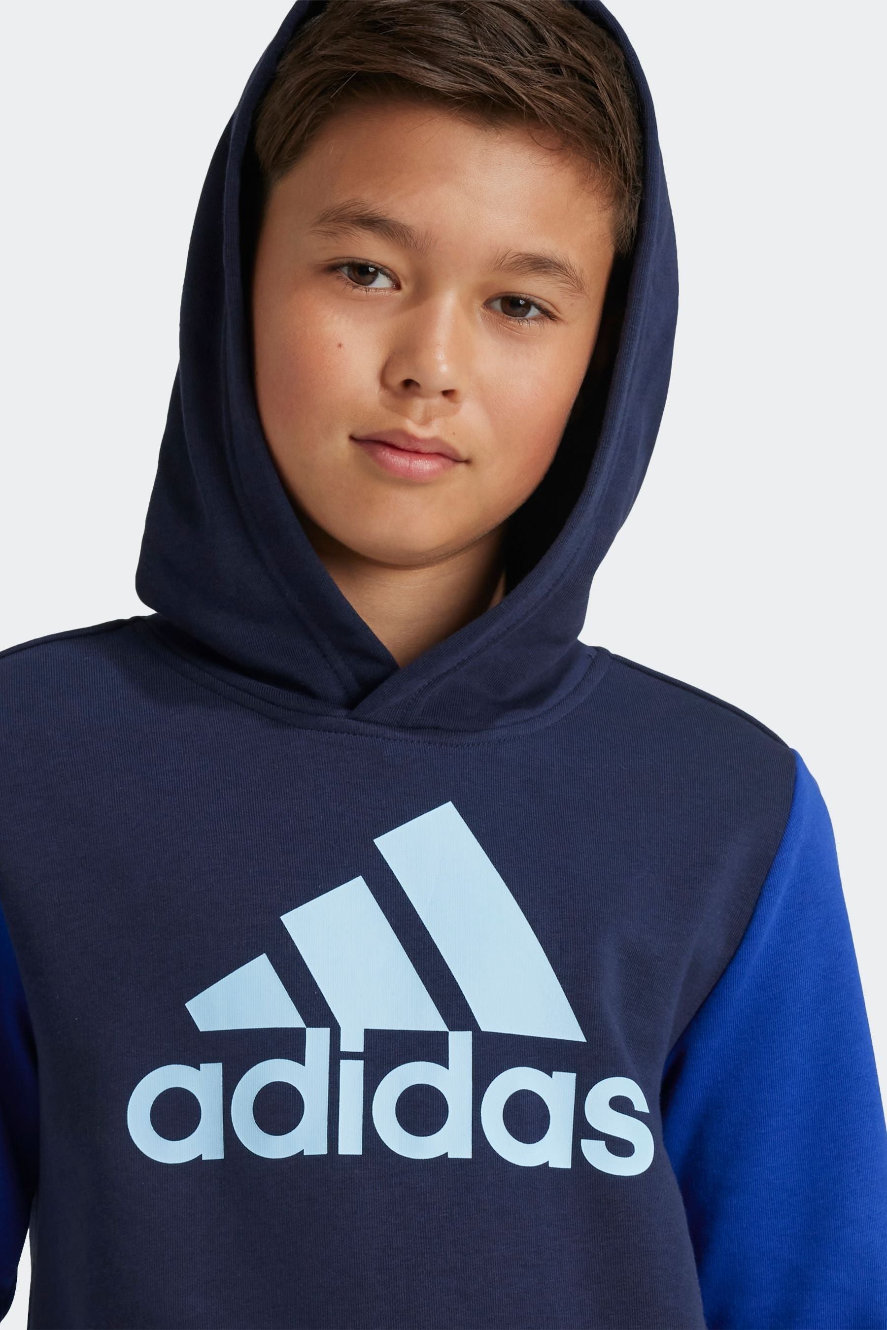 adidas Blue Essentials Big Logo Colourblock Hoodie Kids