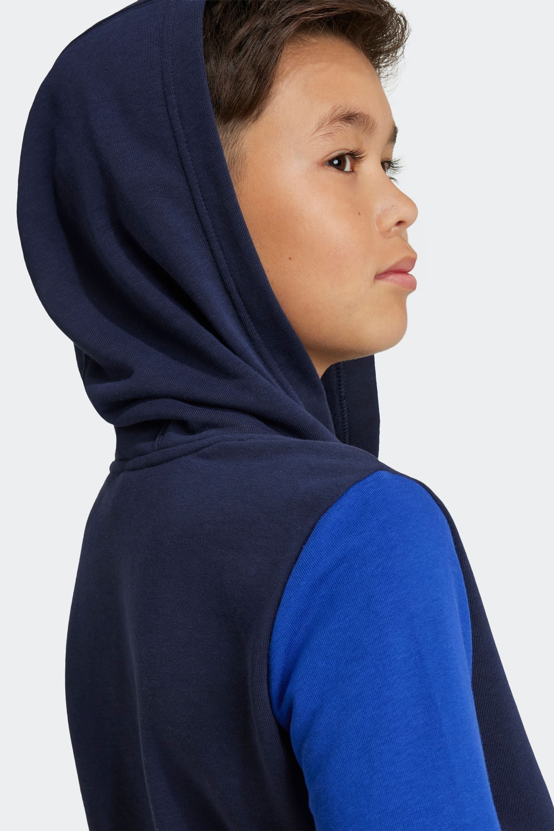 adidas Blue Essentials Big Logo Colourblock Hoodie Kids