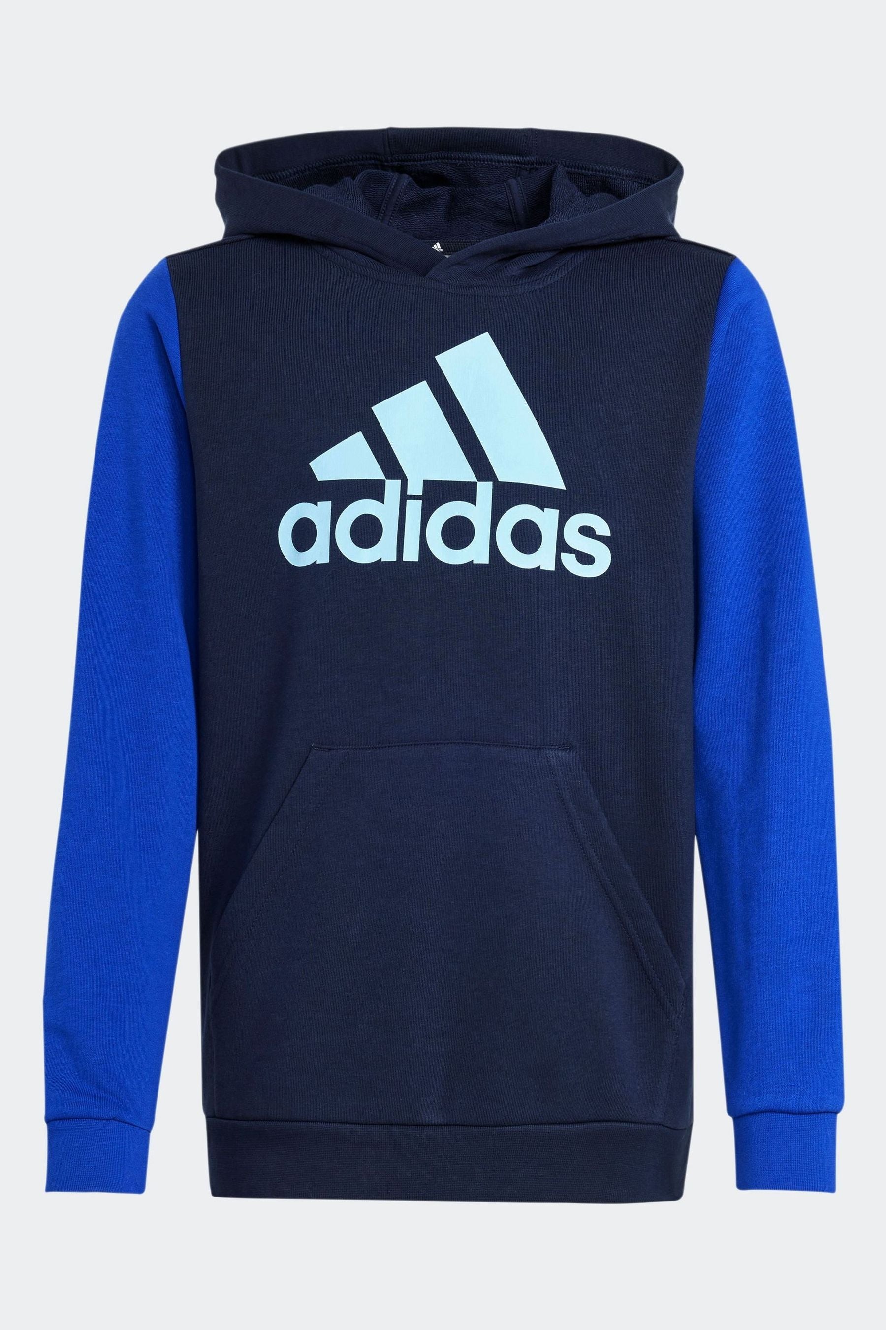 adidas Blue Essentials Big Logo Colourblock Hoodie Kids