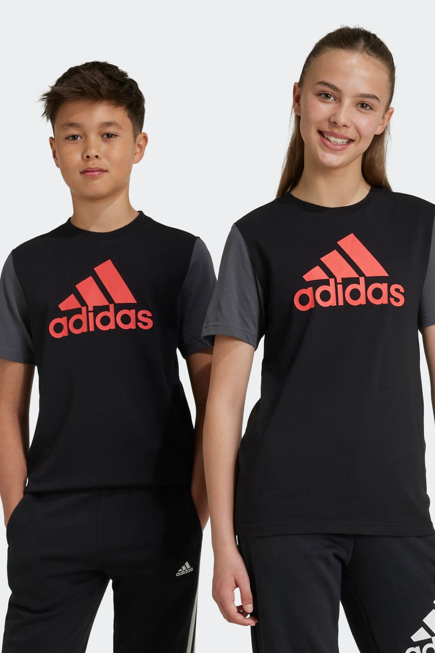 adidas Black Essentials Big Logo Colourblock 100% Cotton T-Shirt