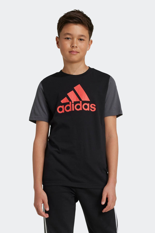 adidas Black Essentials Big Logo Colourblock 100% Cotton T-Shirt