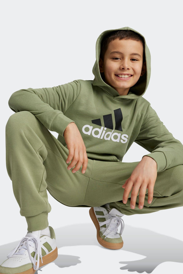 adidas Green Sportswear Essentials Two Colored Big Logo Cotton Hoodie