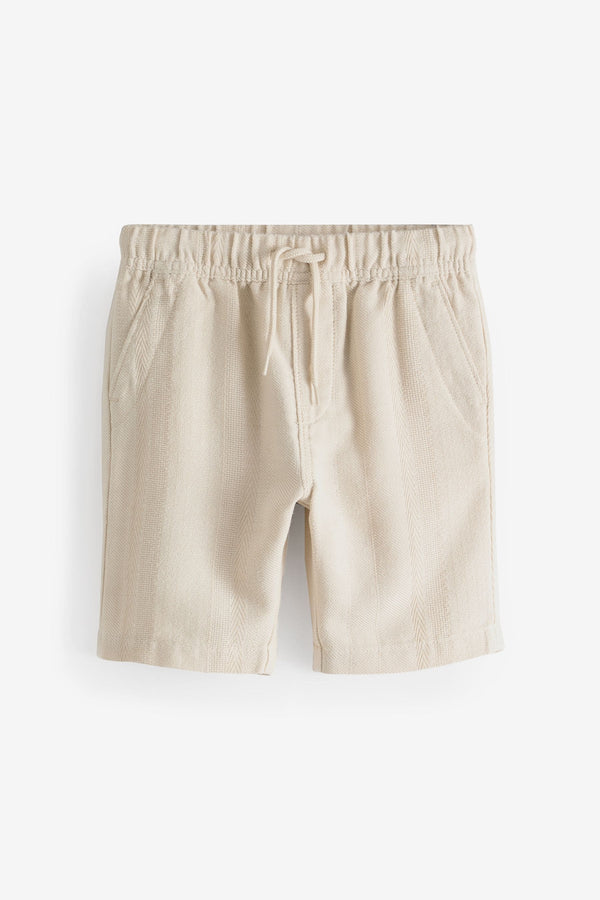 Cream Textured Stripe Shorts (3-16yrs)