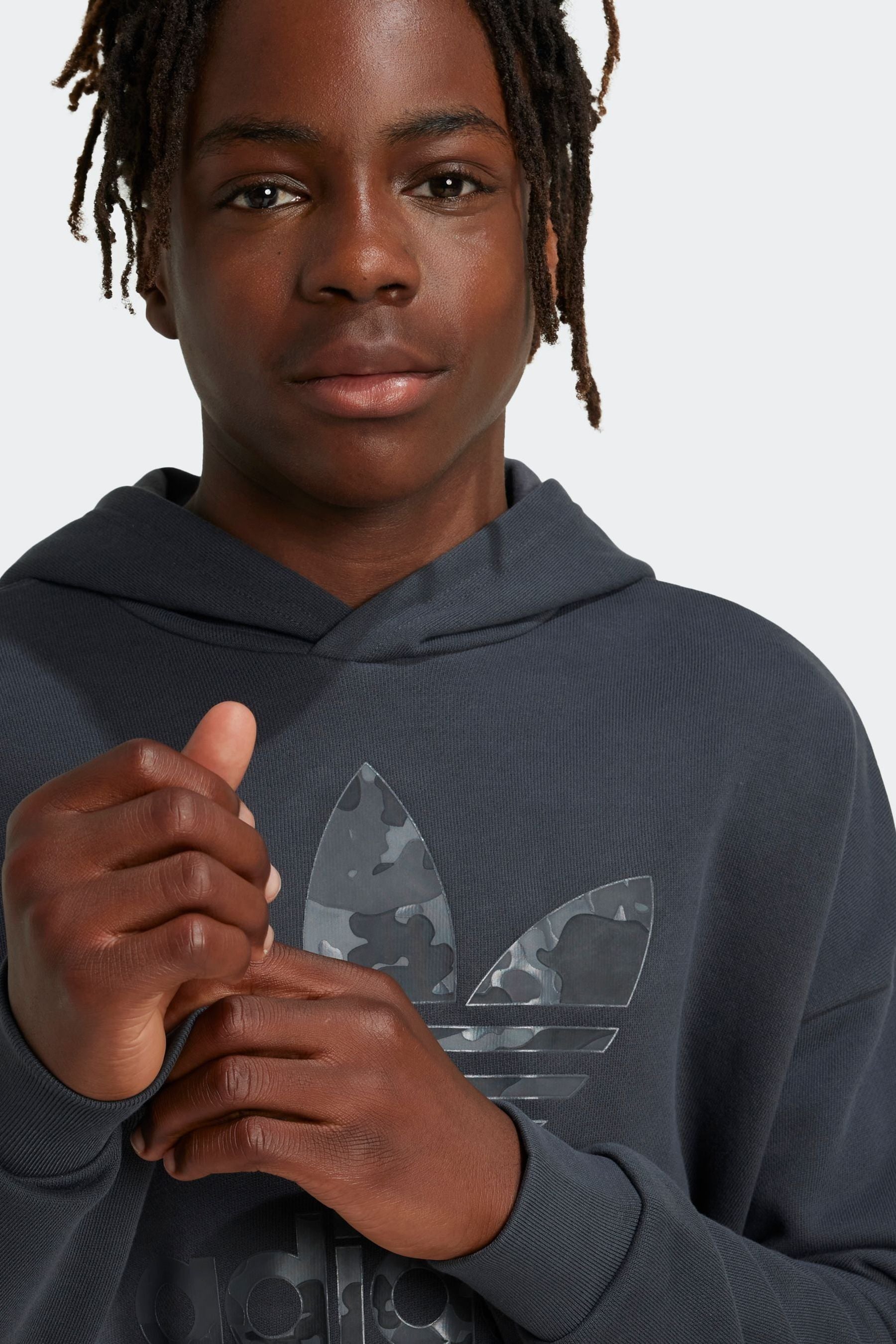 adidas Grey Kids Trefoil 100% Cotton Hoodie