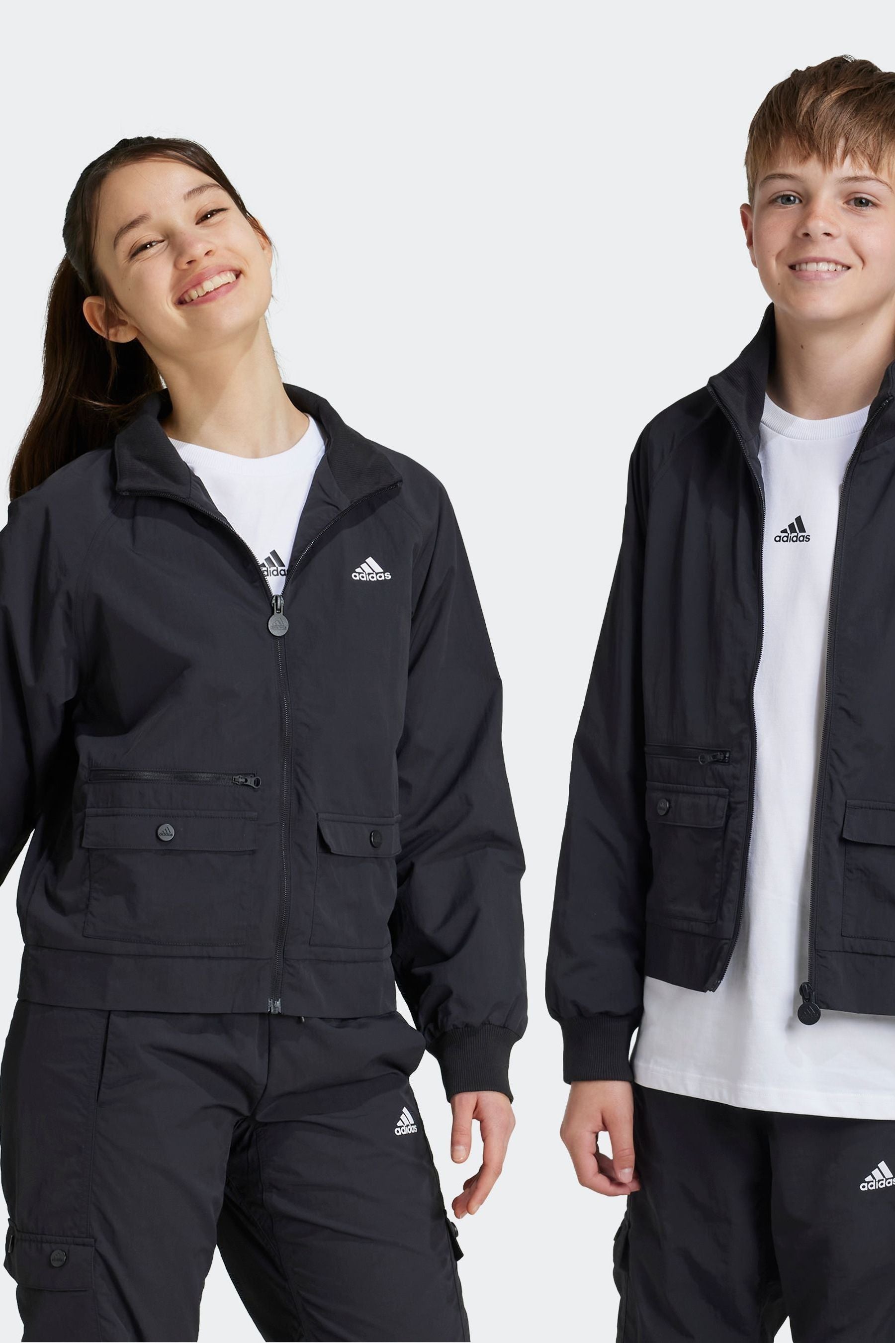 adidas Black Street Jam Woven Cargo Jacket Kids