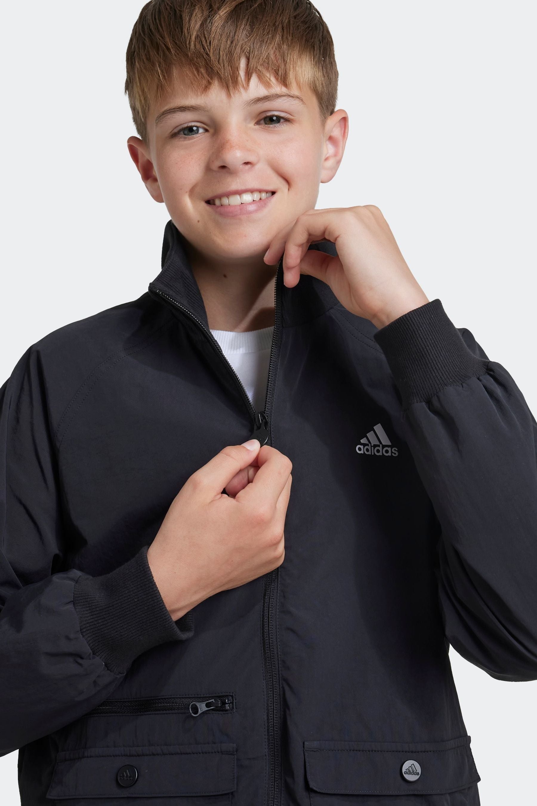 adidas Black Street Jam Woven Cargo Jacket Kids