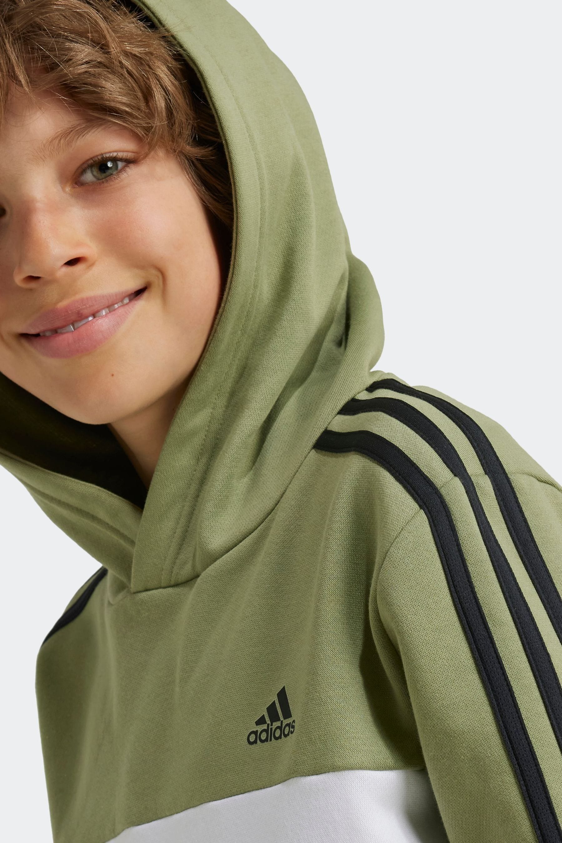 adidas Green Kids Sportswear Tiberio 3-Stripes Colourblock Fleece Hoodie