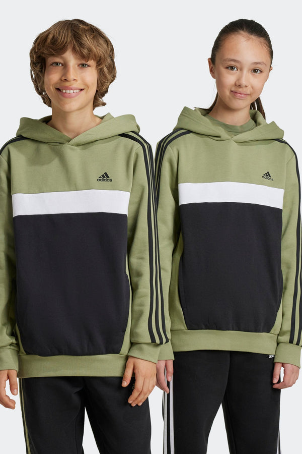 adidas Green Kids Sportswear Tiberio 3-Stripes Colourblock Fleece Hoodie