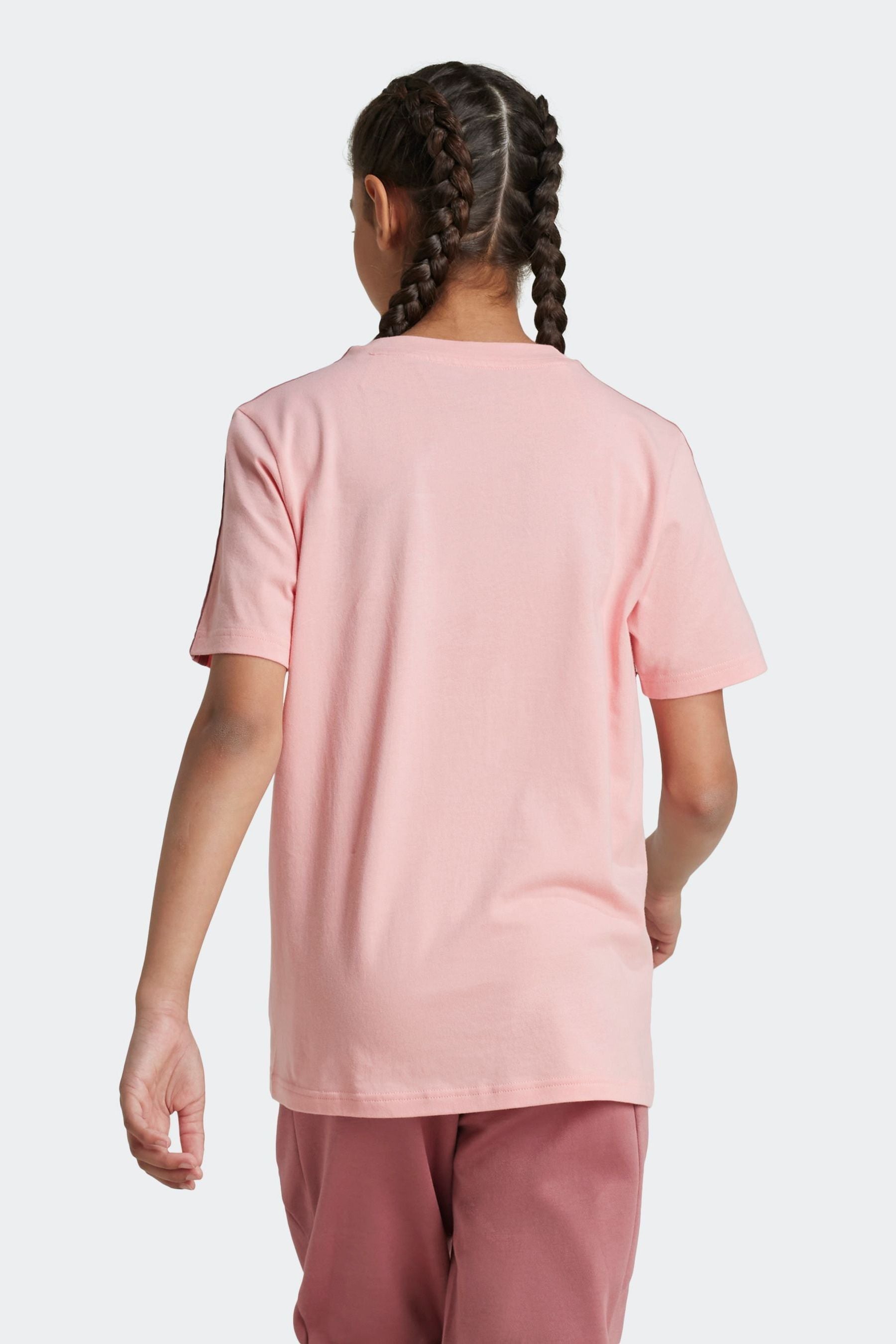 adidas Pink Light Sportswear Tiberio 3 Stripes Colourblock 100% Cotton T-Shirt