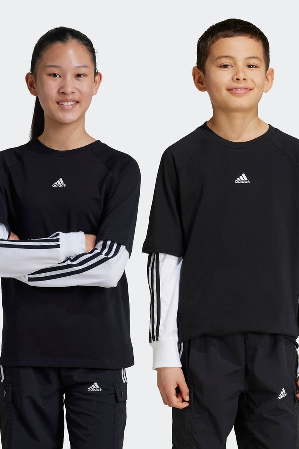 adidas Black Kids Street Jam 2 in 1 Long Sleeve Long Sleeve Top