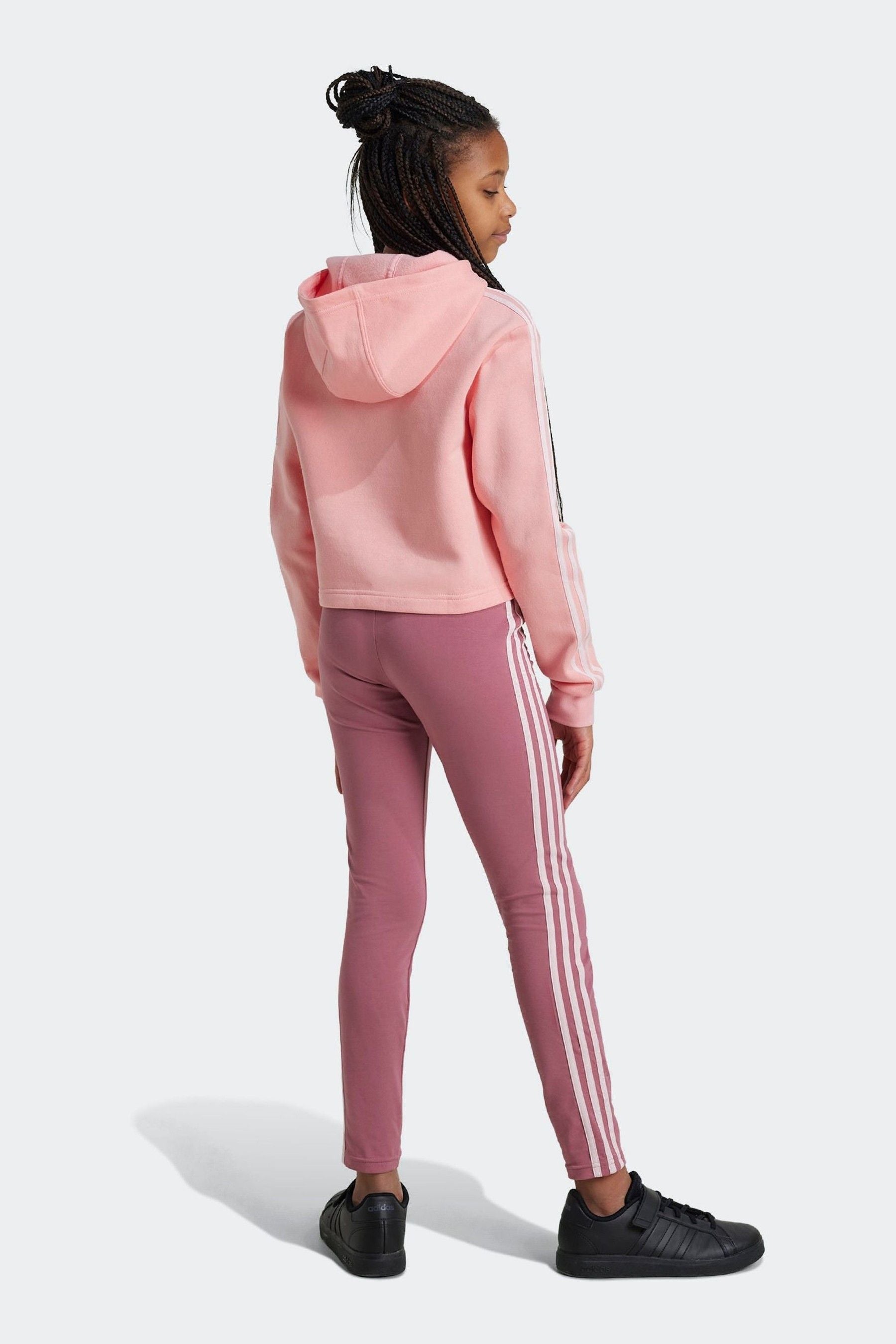 adidas Pink Dark Kids Sportswear Tiberio 3-Stripes Colorblock Fleece Leggings Set