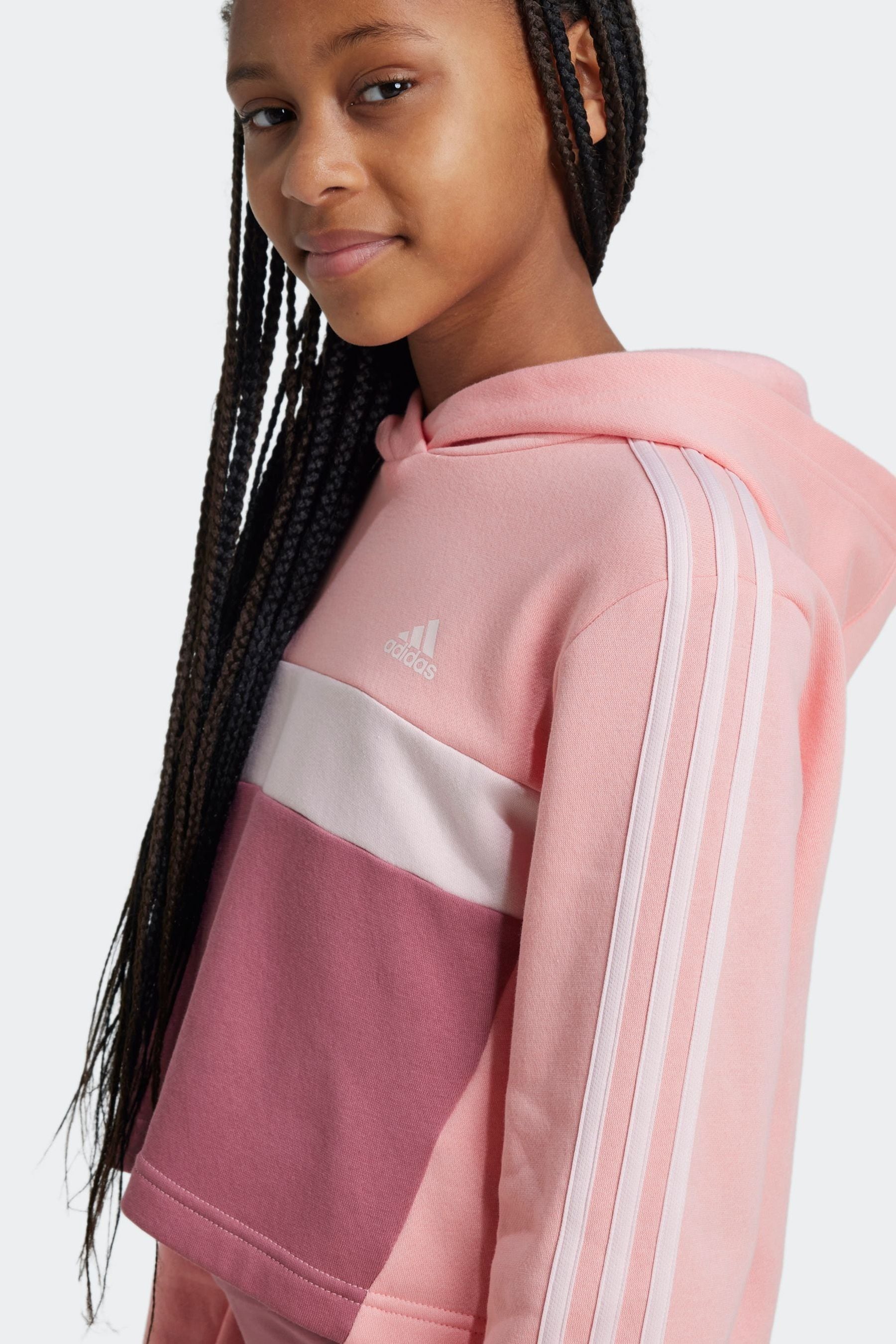 adidas Pink Dark Kids Sportswear Tiberio 3-Stripes Colorblock Fleece Leggings Set