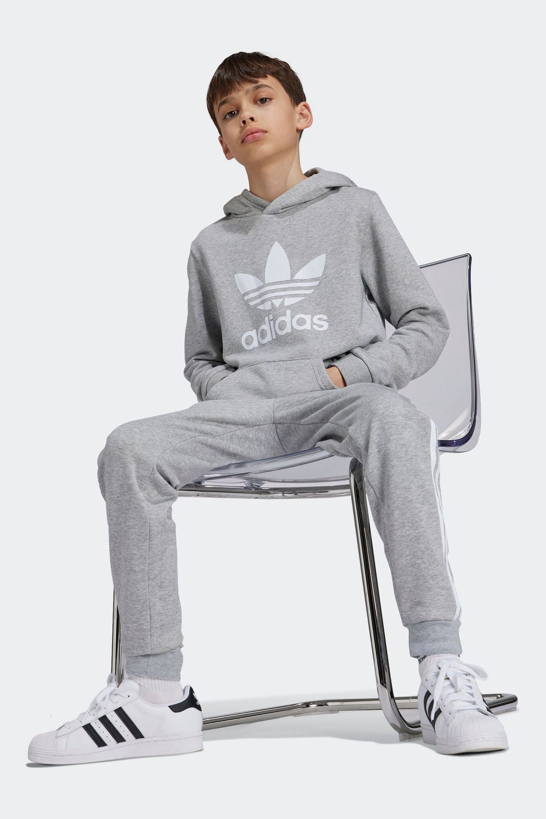 adidas Grey Kids Originals Trefoil Hoodie