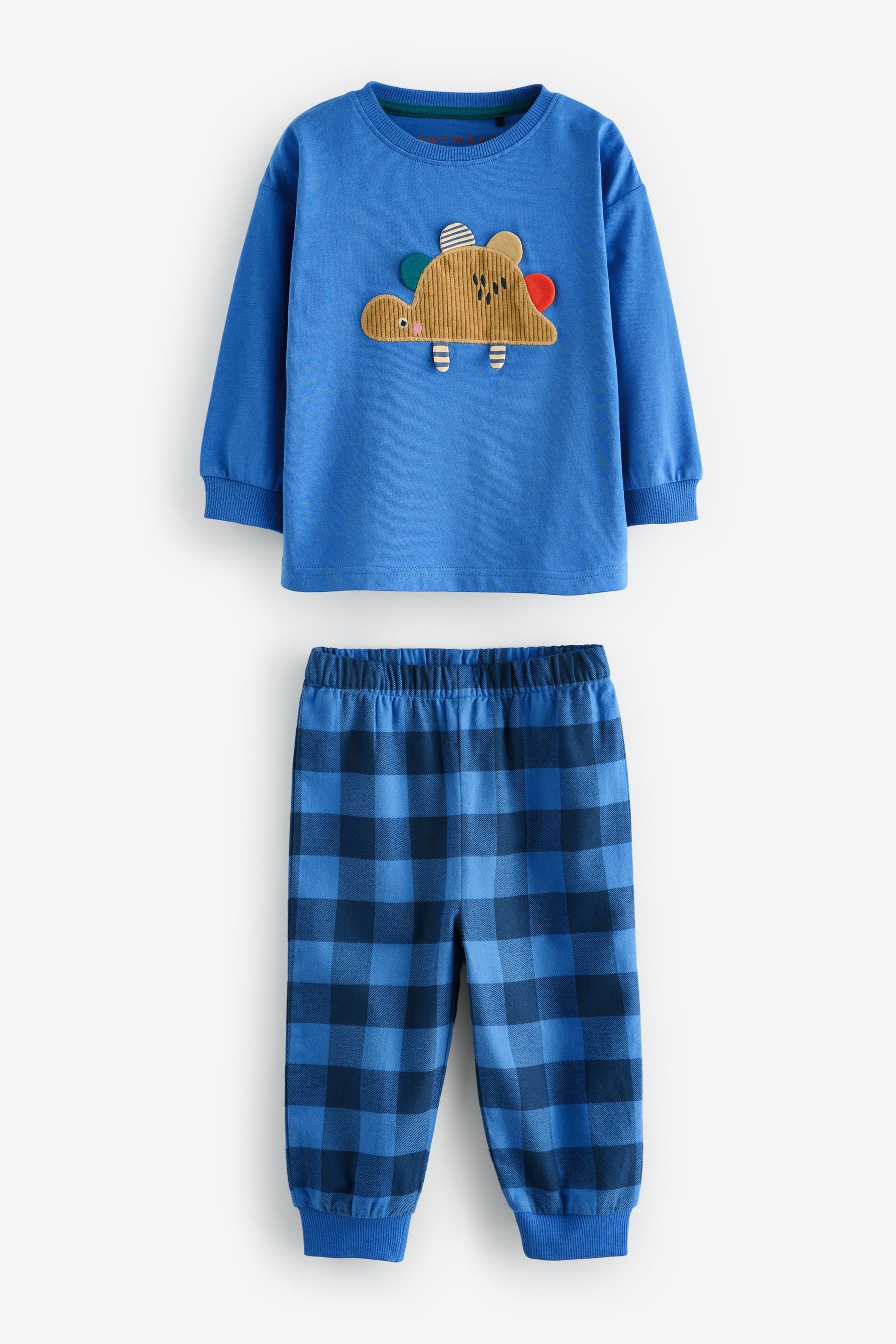 Green/Orange/Blue Dinosaur Check Woven Bottom 100% Cotton Pyjamas 3 Pack (9mths-8yrs)