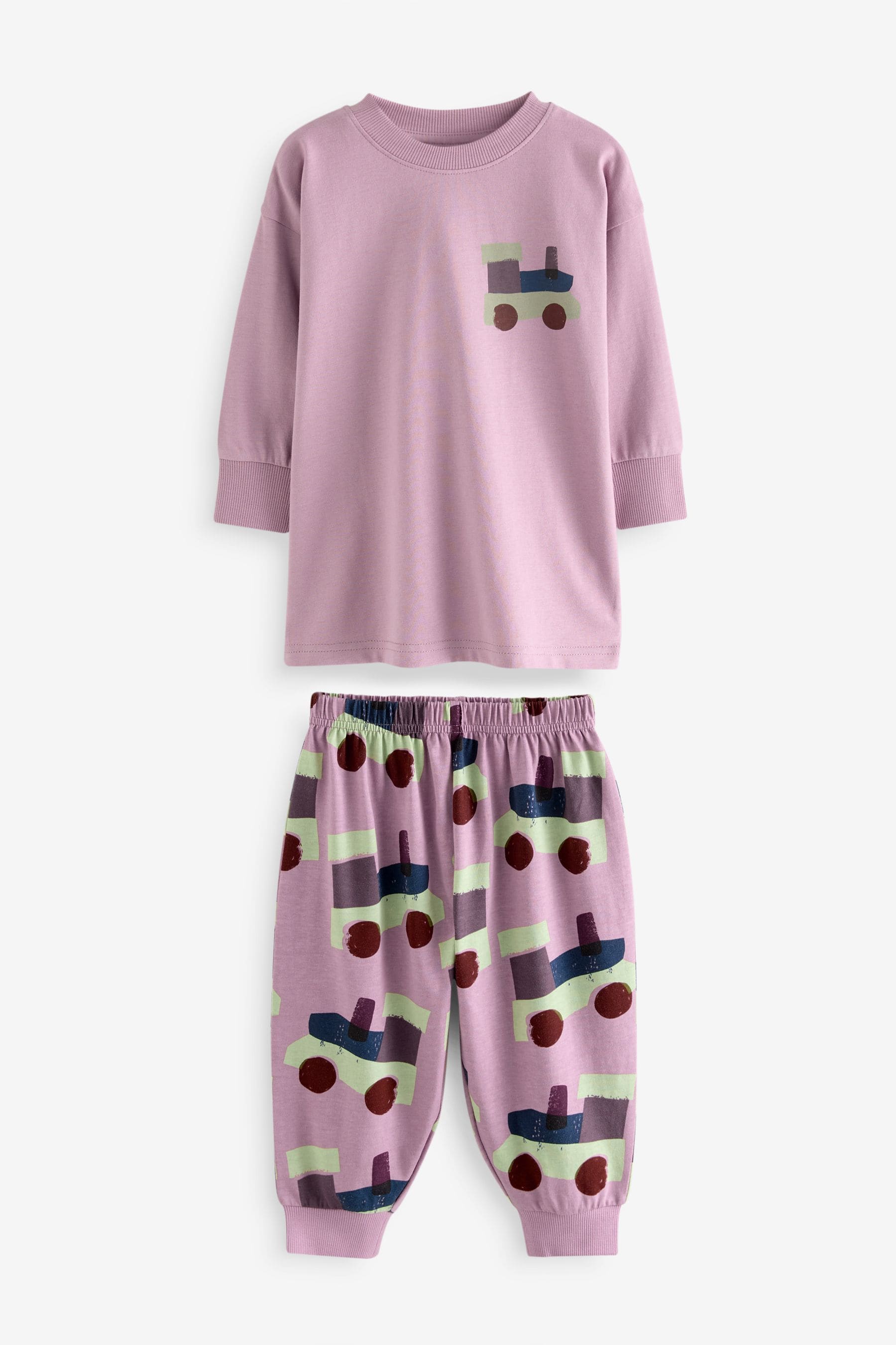 Pink/Rust/Cream Transport Oversized Pyjamas 3 Pack (9mths-10yrs)