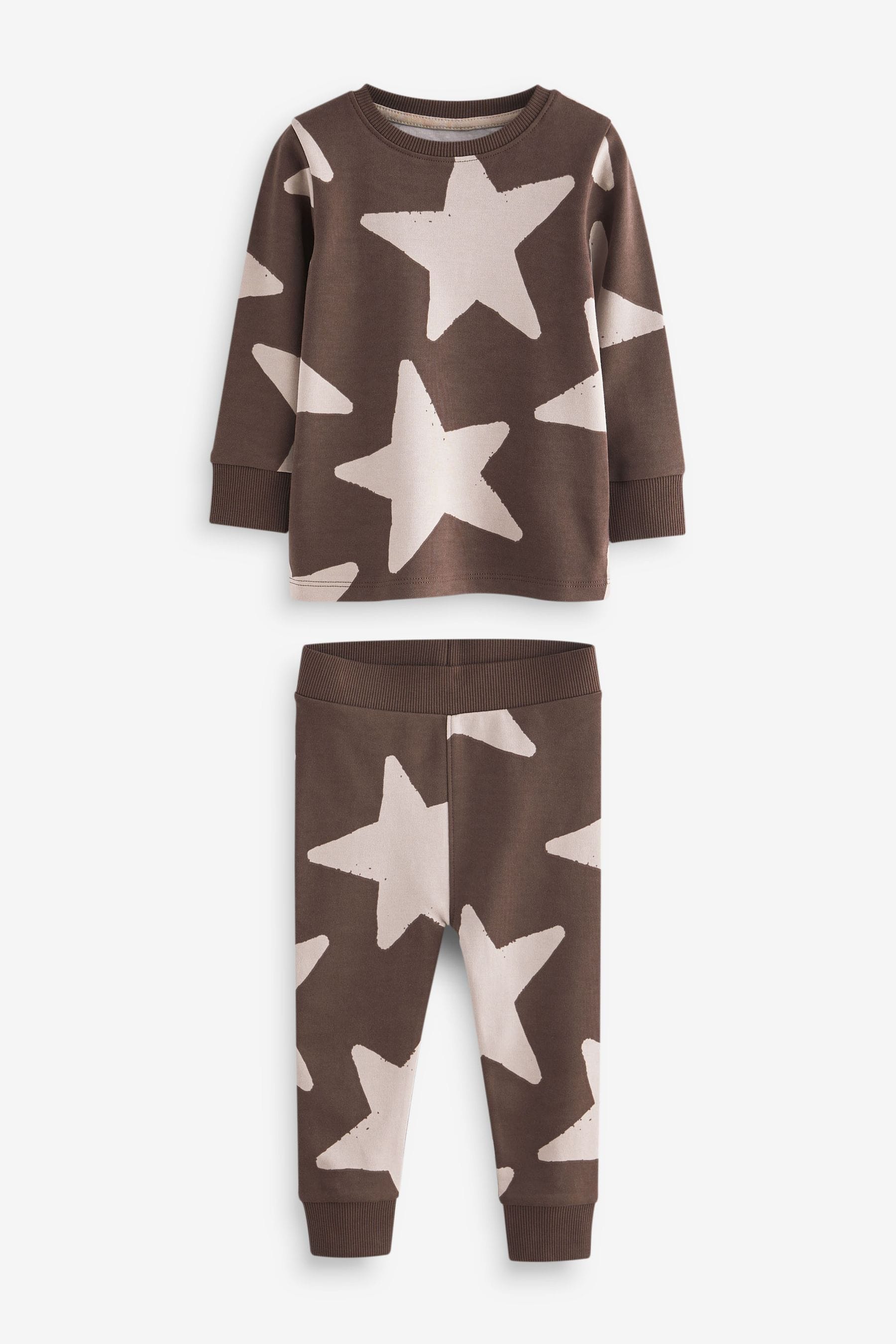 Green/Ecru/Brown Stars Snuggle 100% Cotton Pyjamas 3 Pack (9mths-10yrs)