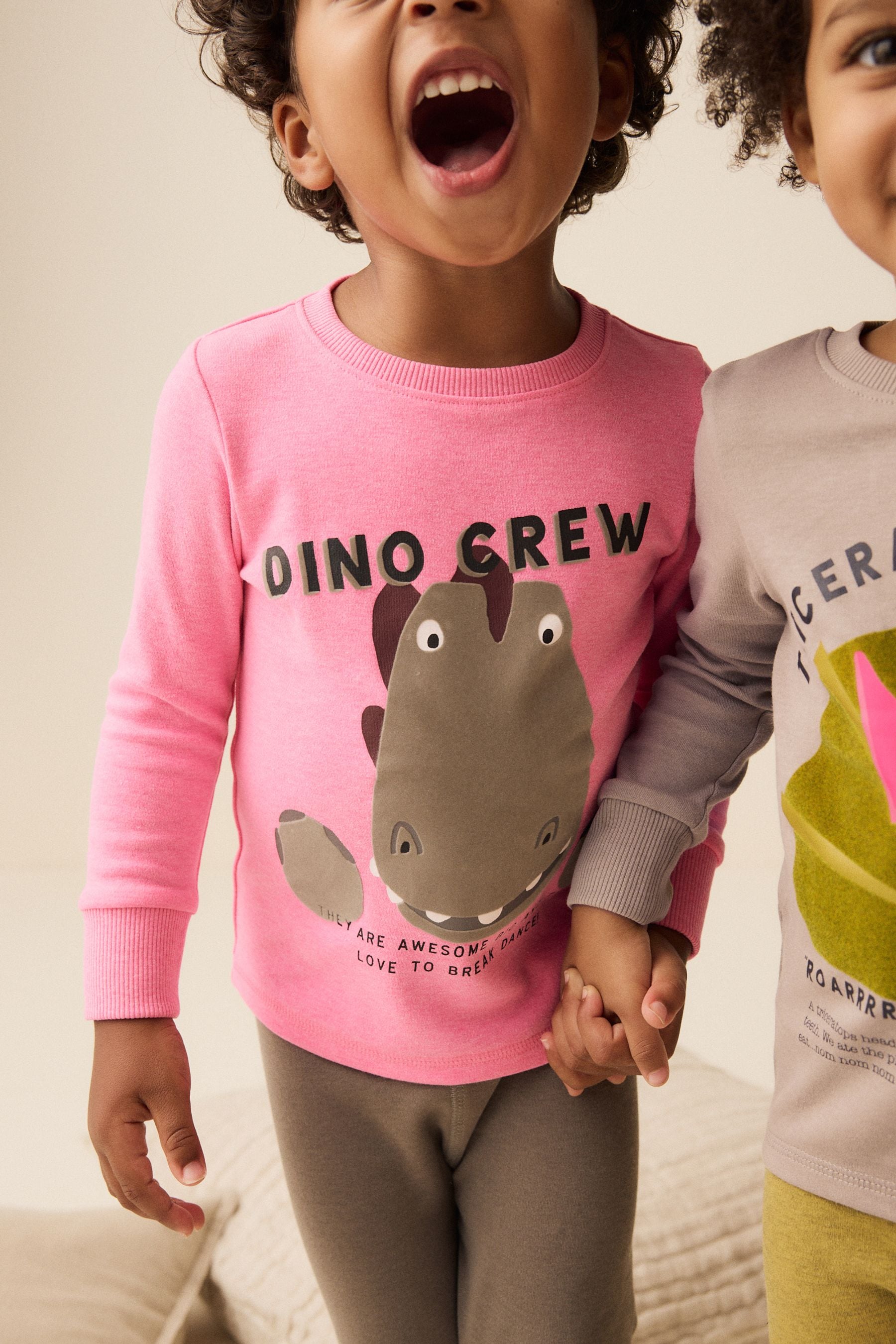 Pink/Green Dinosaur 3 Pack Snuggle 100% Cotton Pyjamas (9mths-8yrs)