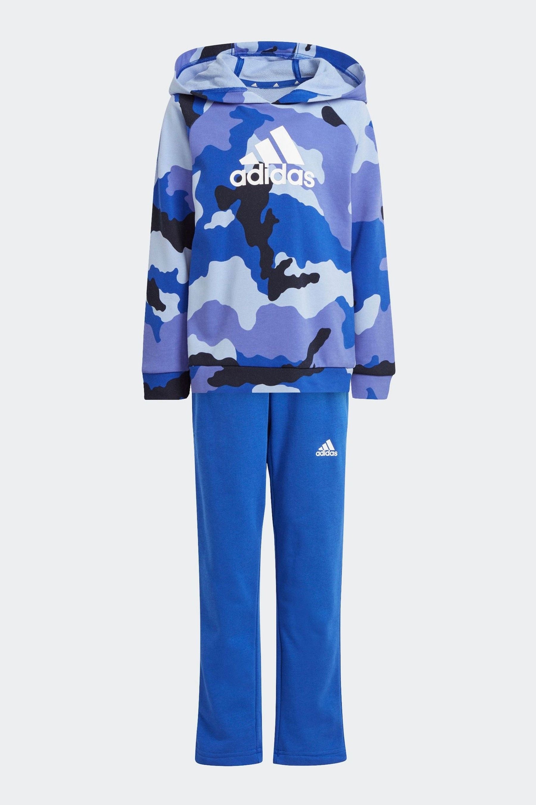 adidas Blue Kids Essentials Allover Print Hoodie Set