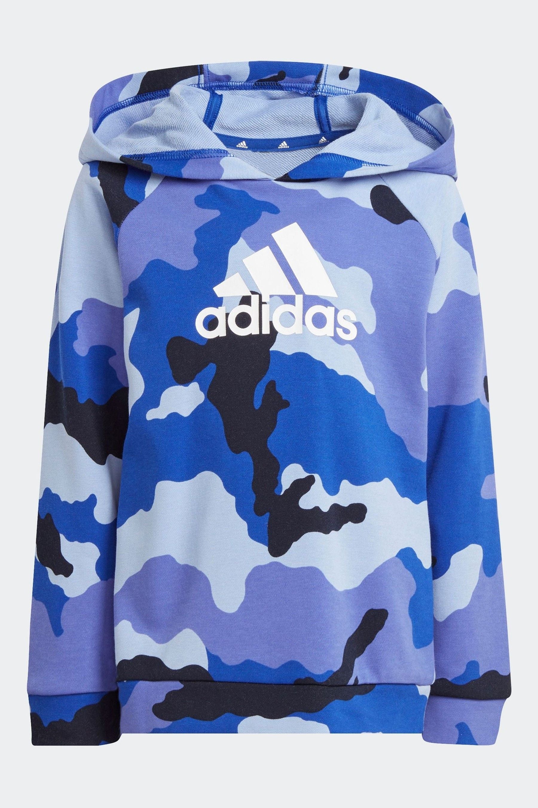 adidas Blue Kids Essentials Allover Print Hoodie Set