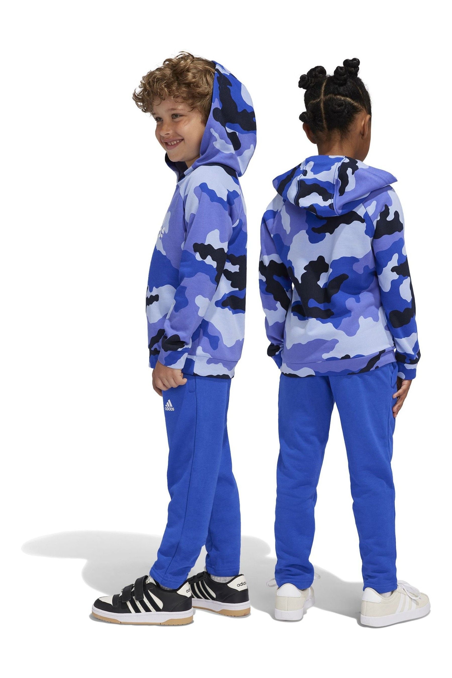 adidas Blue adidas Kids Essentials Camo Allover Print Hoodie Set