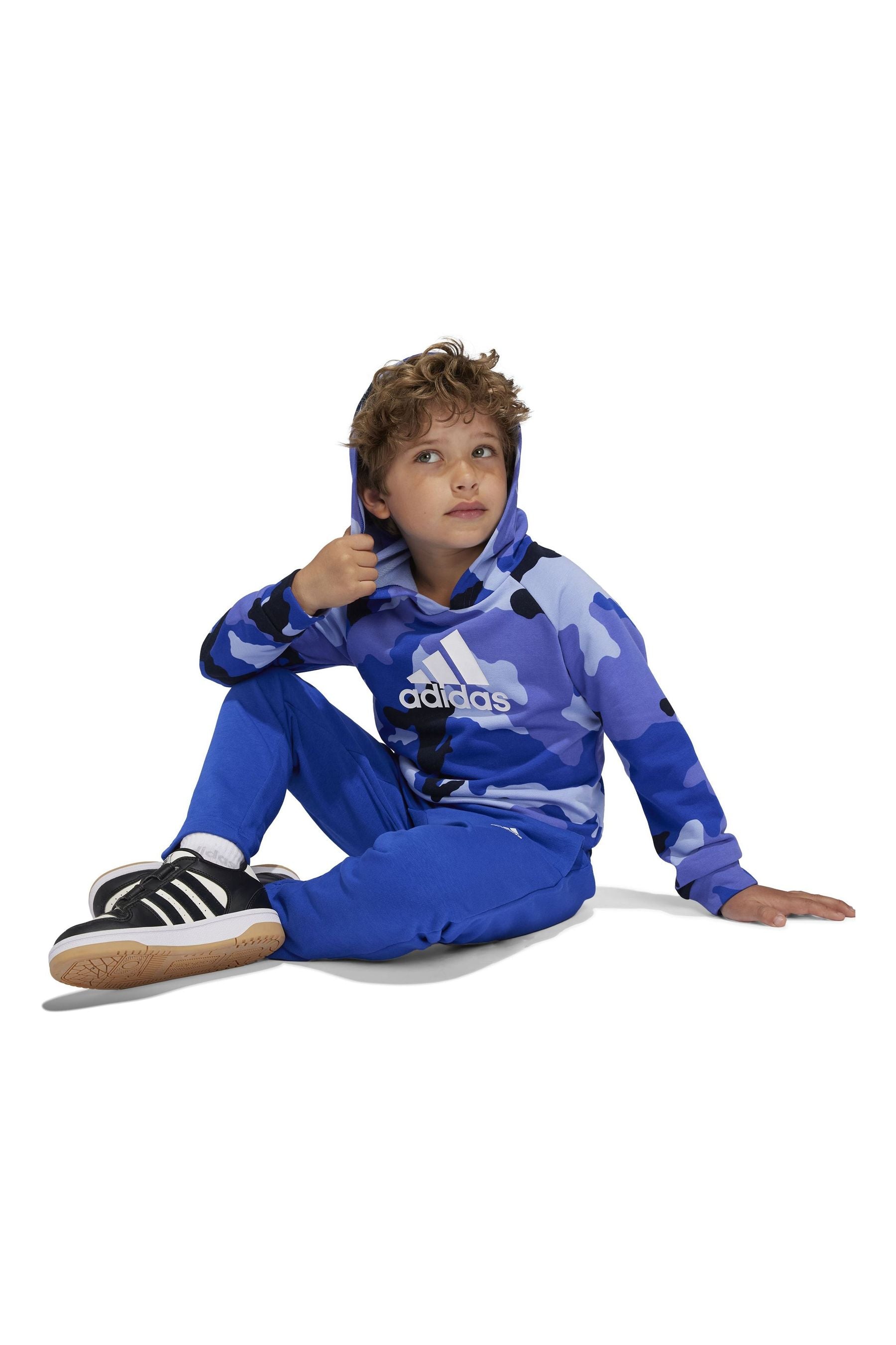 adidas Blue adidas Kids Essentials Camo Allover Print Hoodie Set