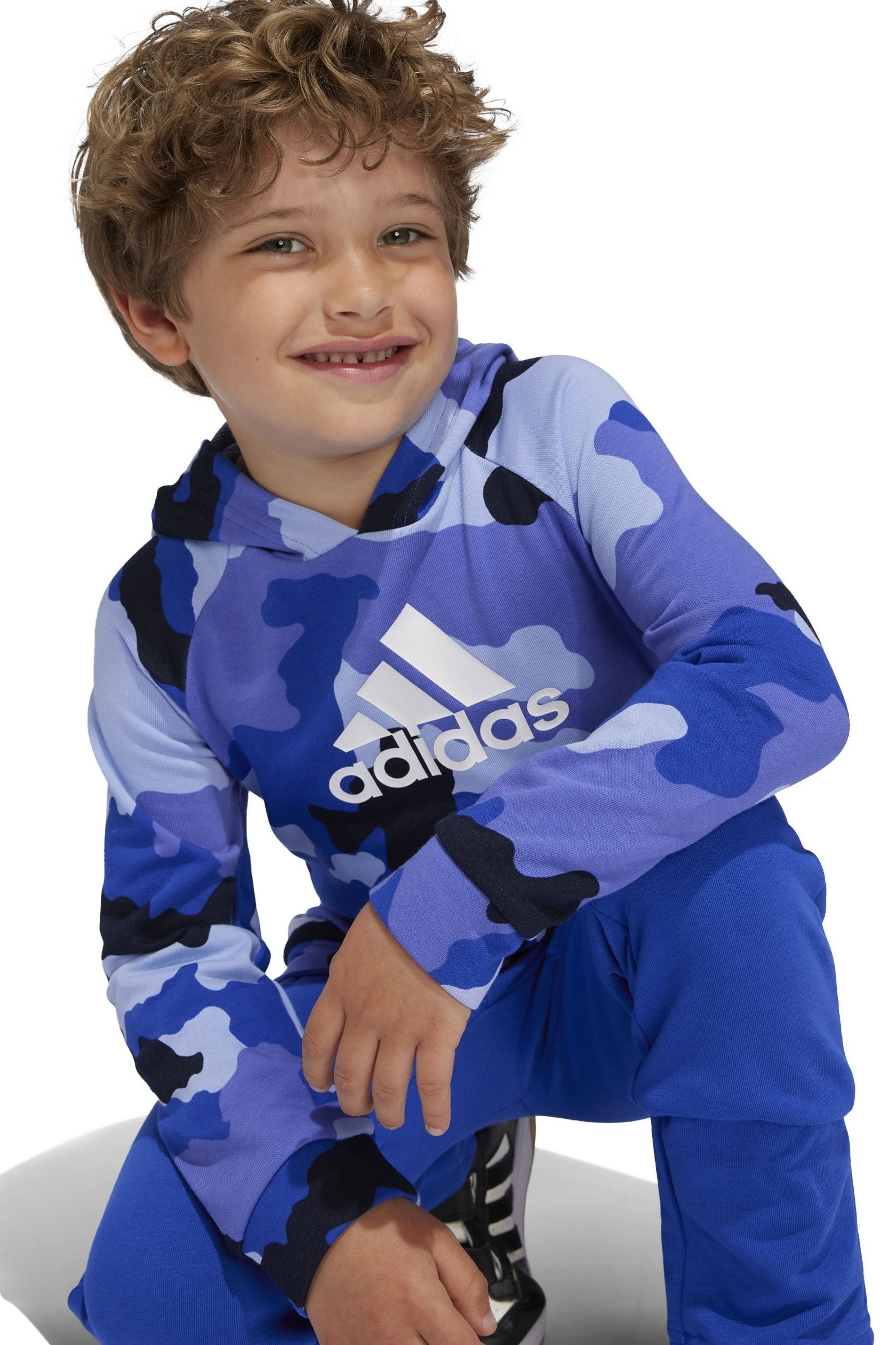 adidas Blue adidas Kids Essentials Camo Allover Print Hoodie Set