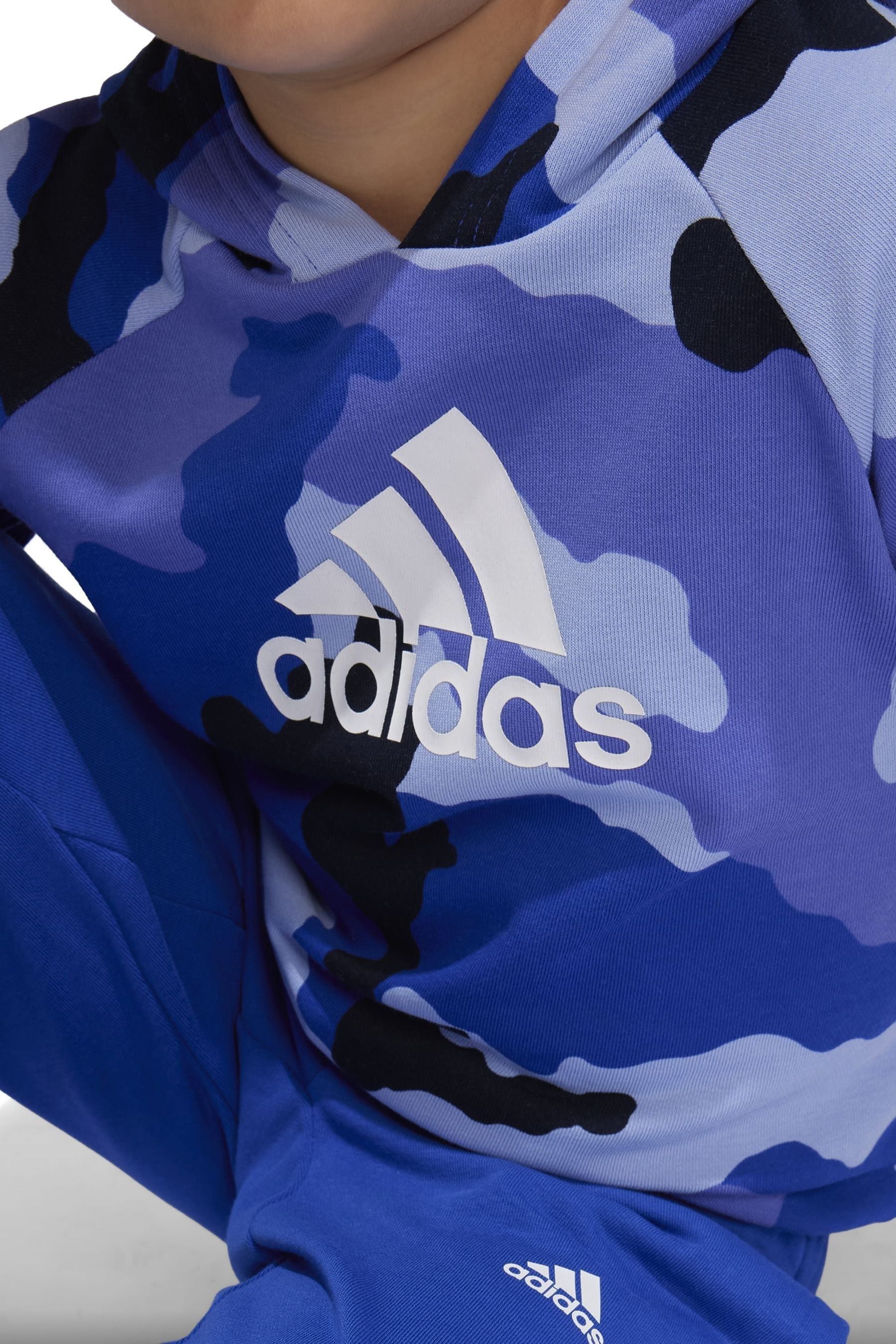 adidas Blue adidas Kids Essentials Camo Allover Print Hoodie Set