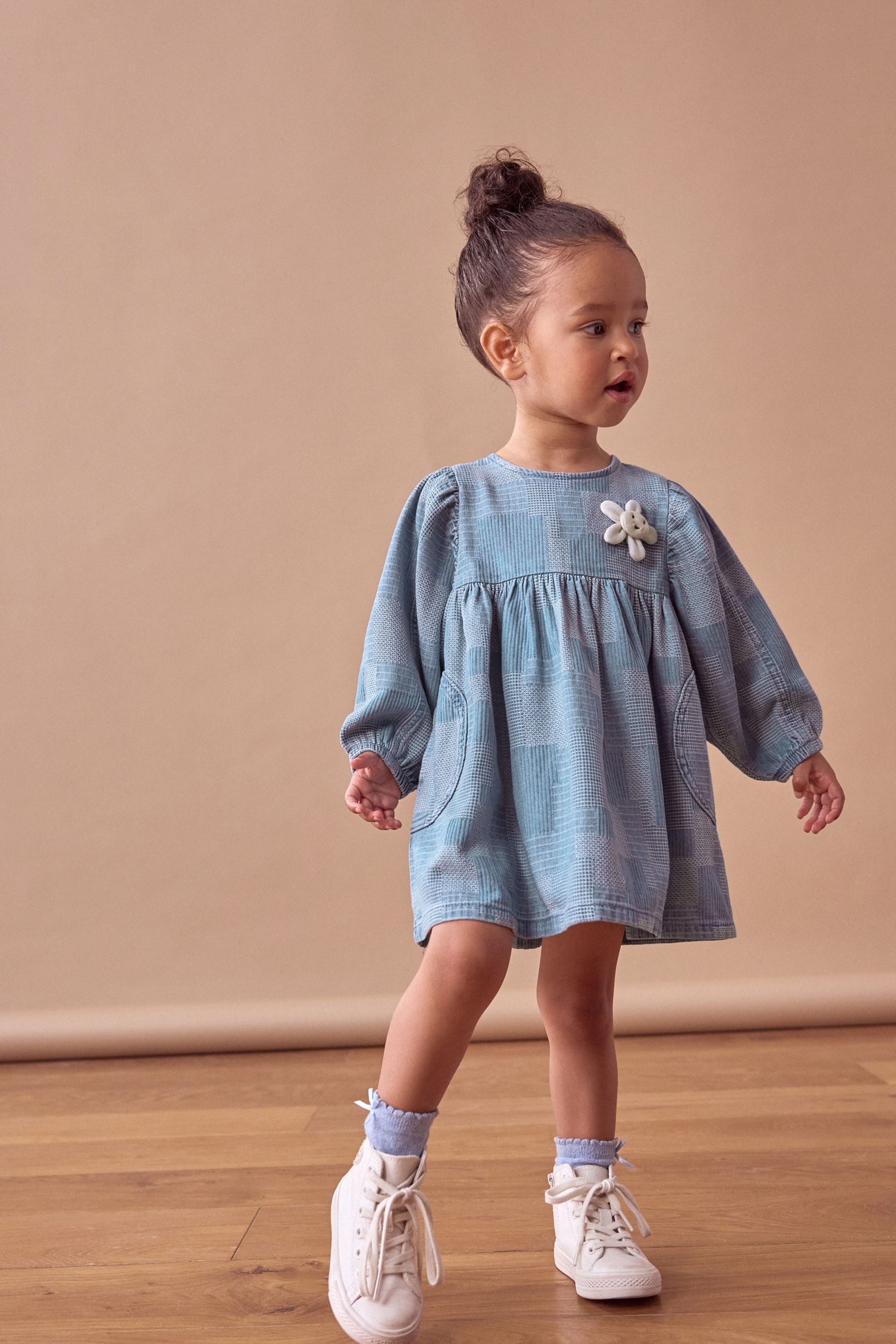 Blue 100% Cotton Denim Daisy Dress (3mths-8yrs)