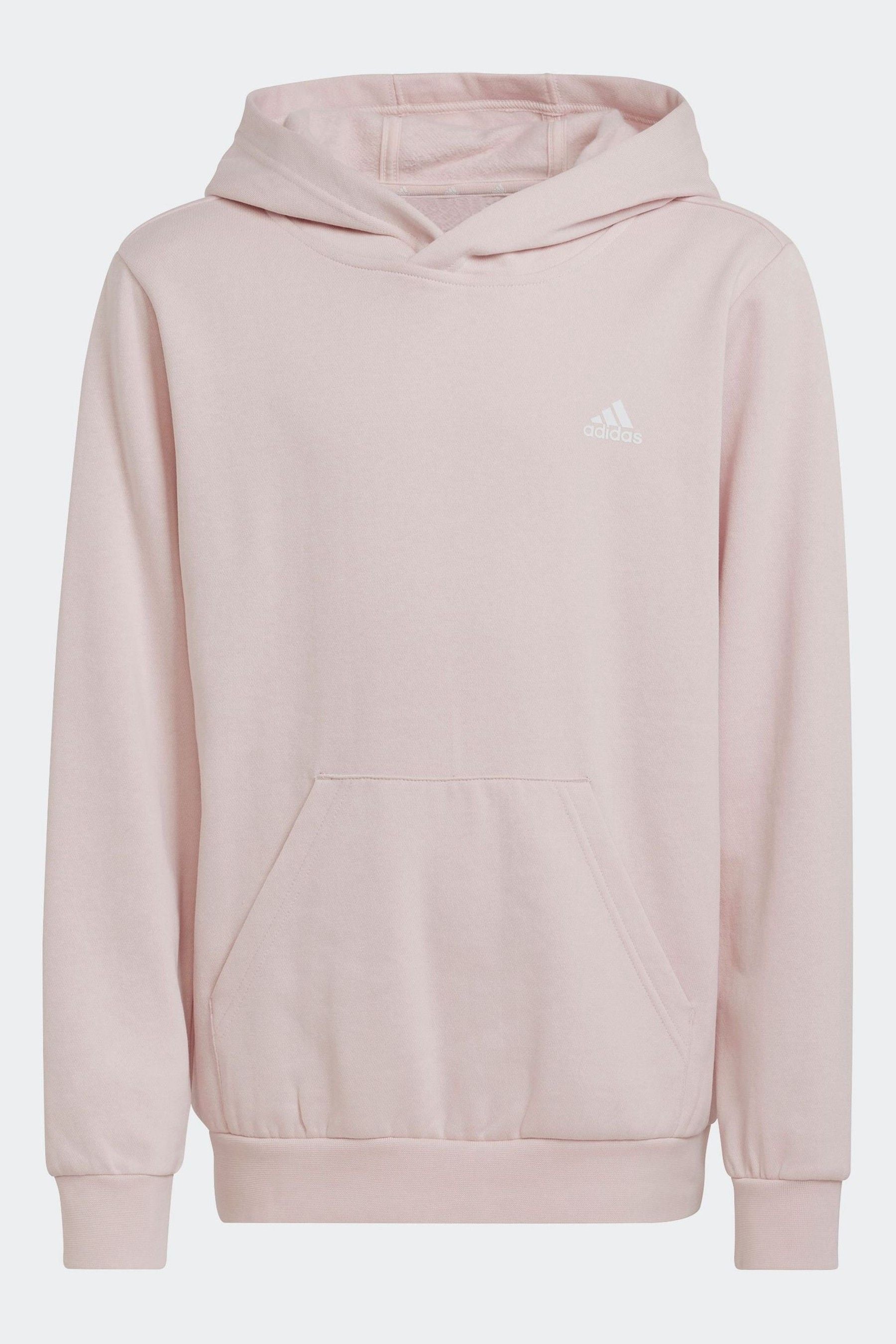 adidas Pink Kids Essentials Small Logo Feel Cozy Fleece Hoodie