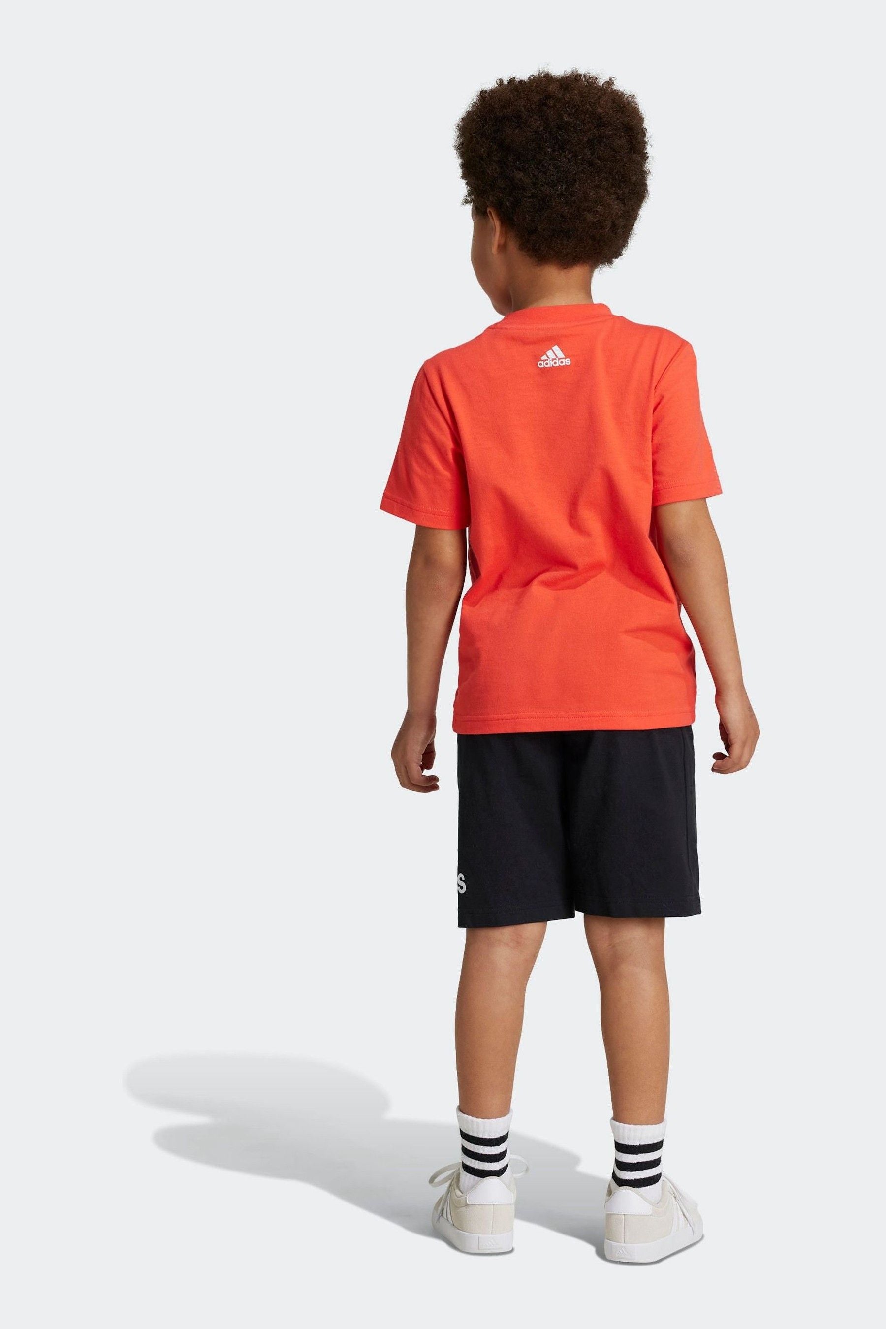 adidas Red Kids Essentials Logo 100% Cotton T-Shirt and Shorts Set