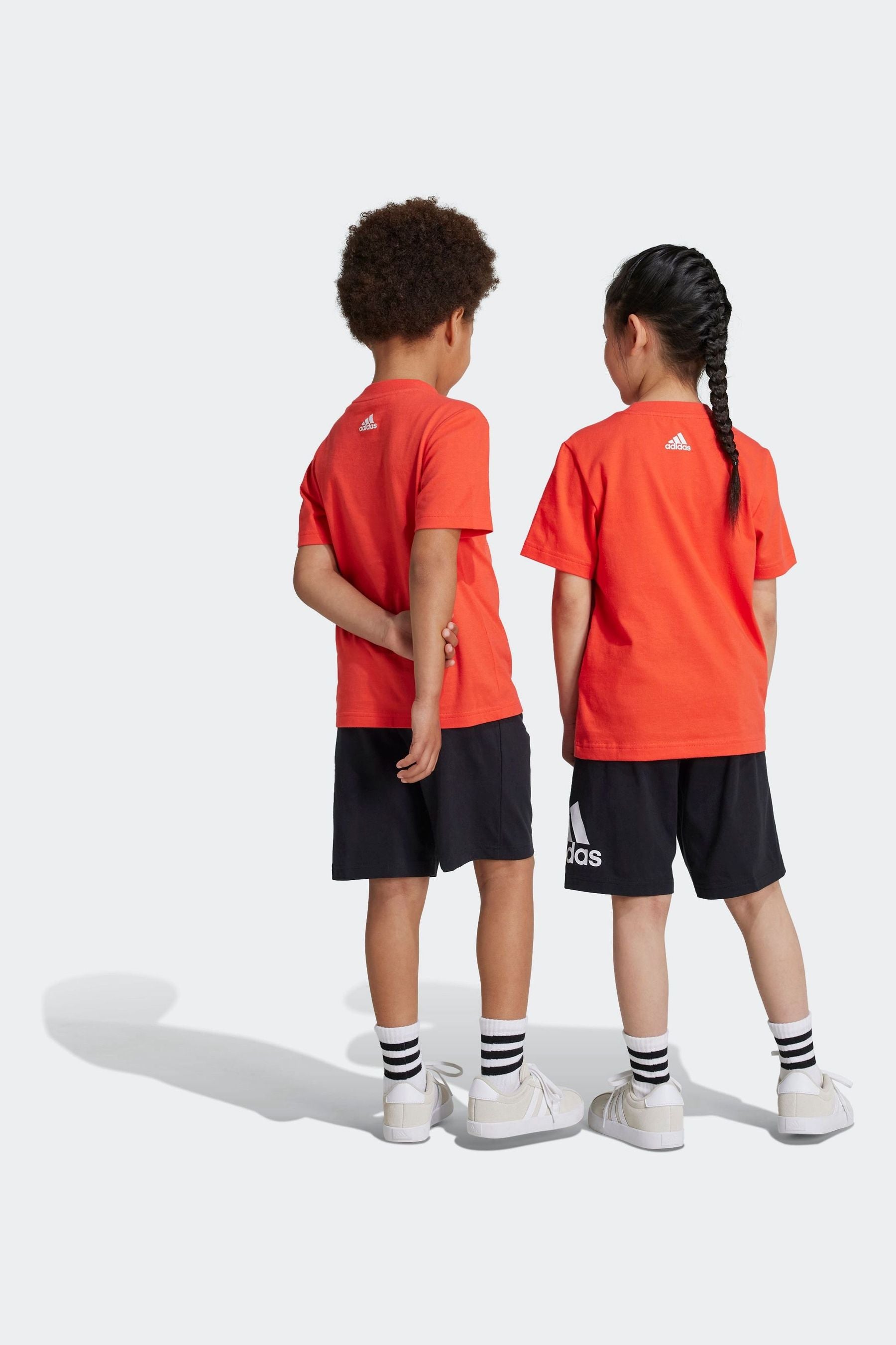 adidas Red Kids Essentials Logo 100% Cotton T-Shirt and Shorts Set