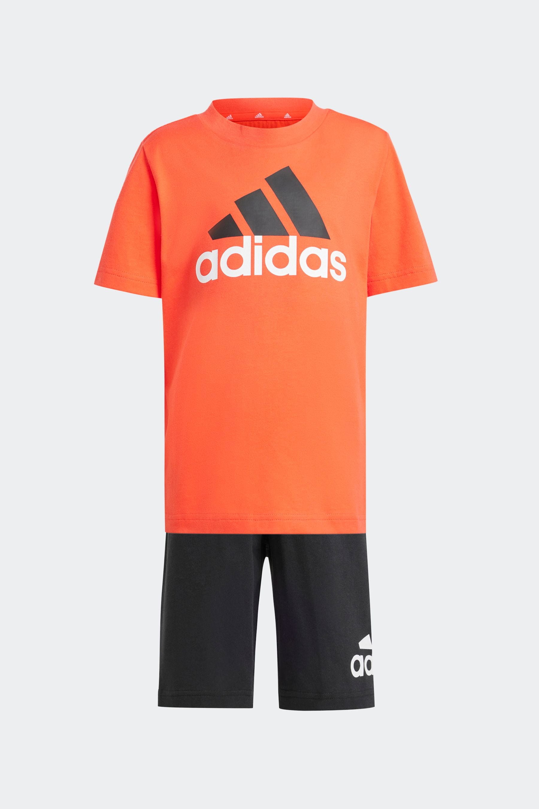 adidas Red Kids Essentials Logo 100% Cotton T-Shirt and Shorts Set