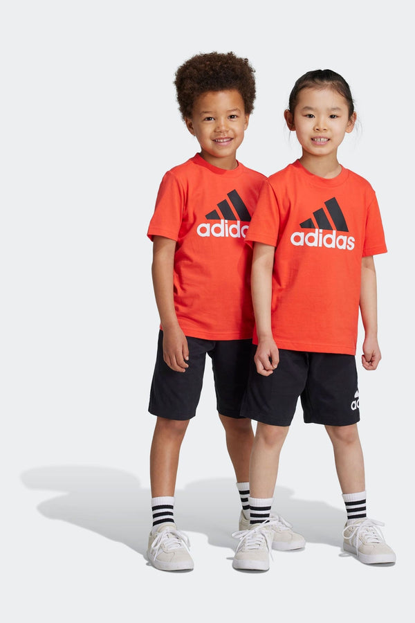 Red adidas Kids Essentials Logo 100% Cotton T-Shirt and Shorts Set