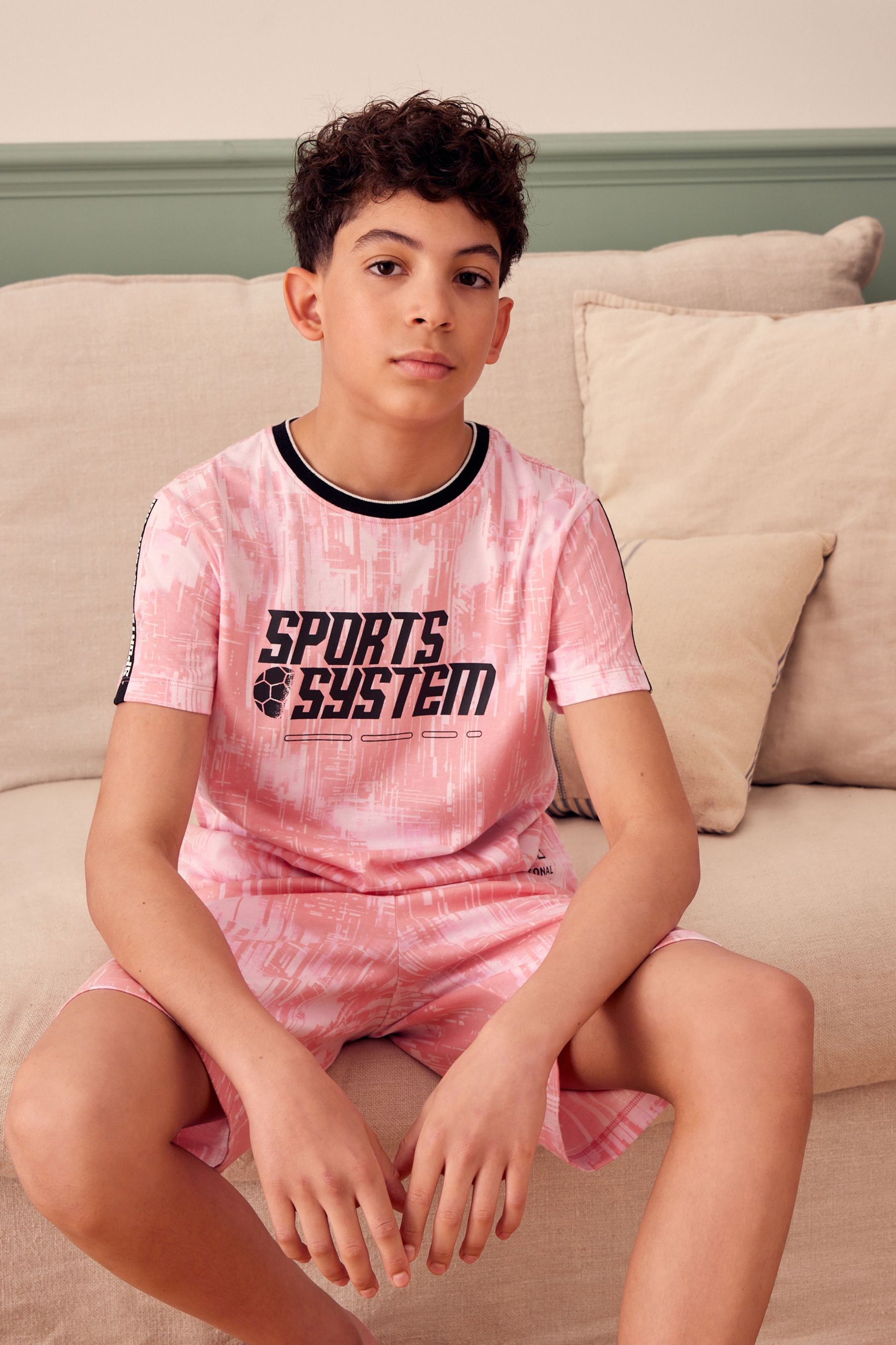 Pink Football Single Short Pyjamas (4-16yrs)